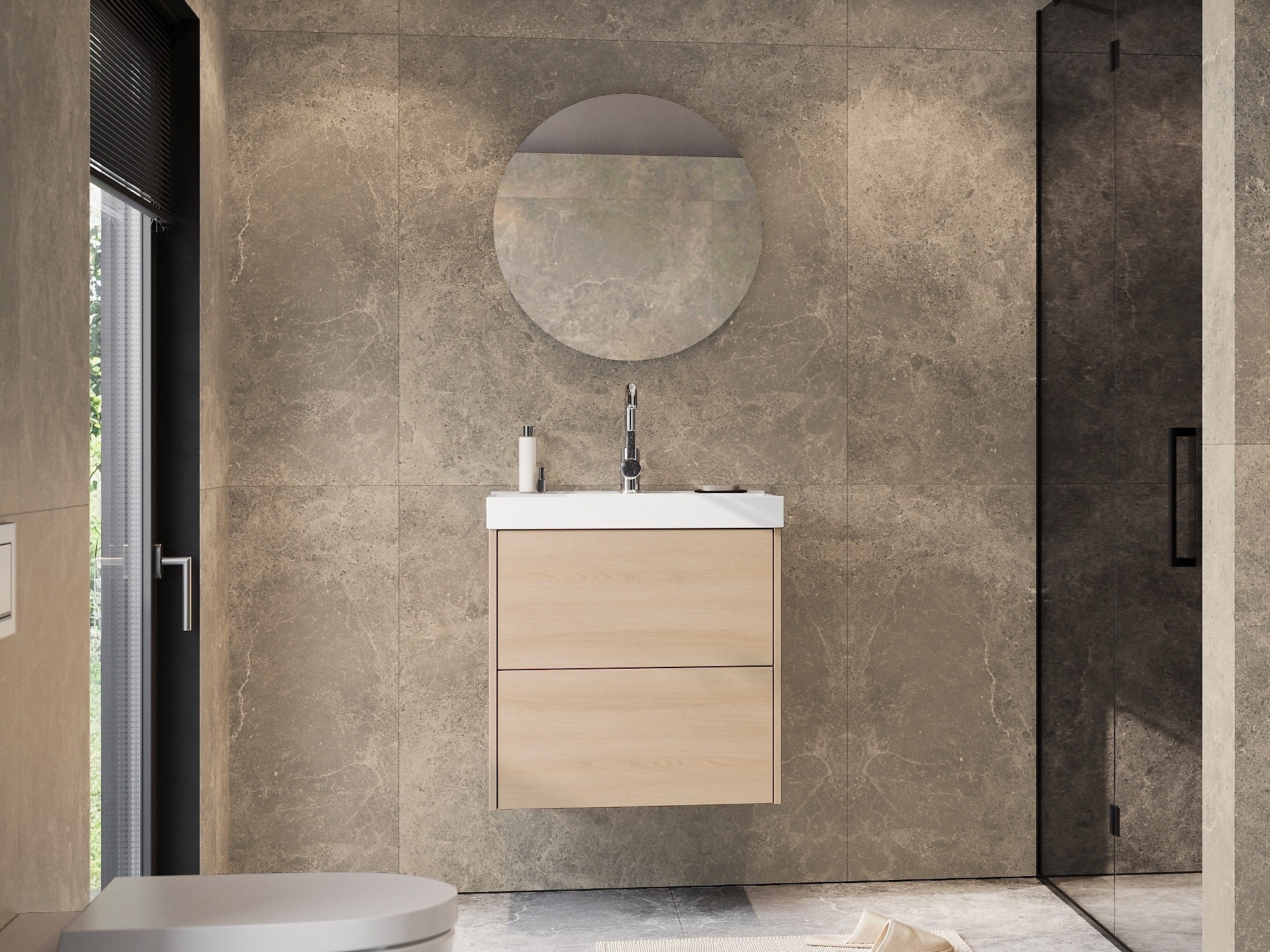 Cabinet atârnat pentru baie Sacramento 524 (Stejar)