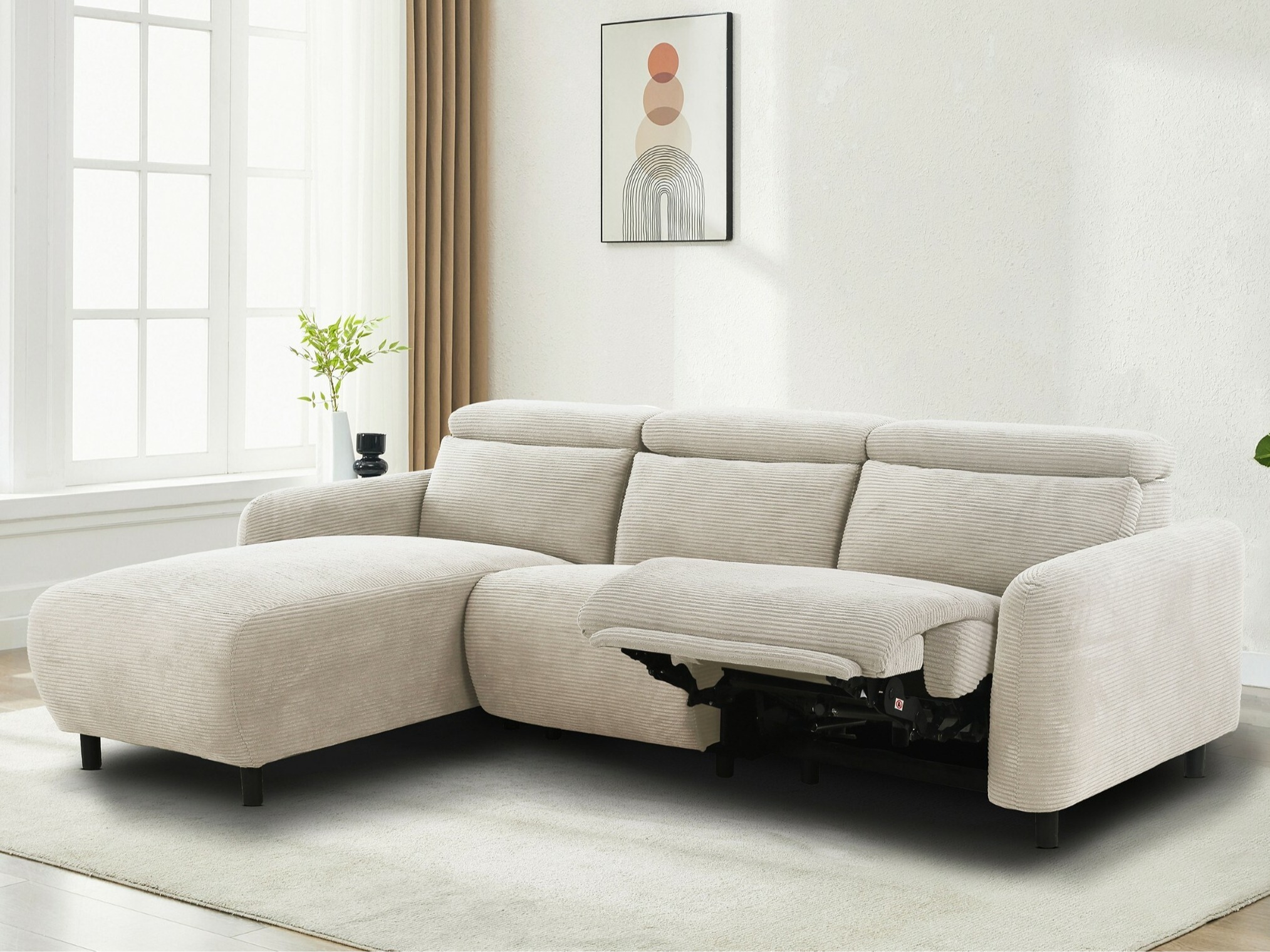 Colțar cu recliner Denton 1509 (Crem)