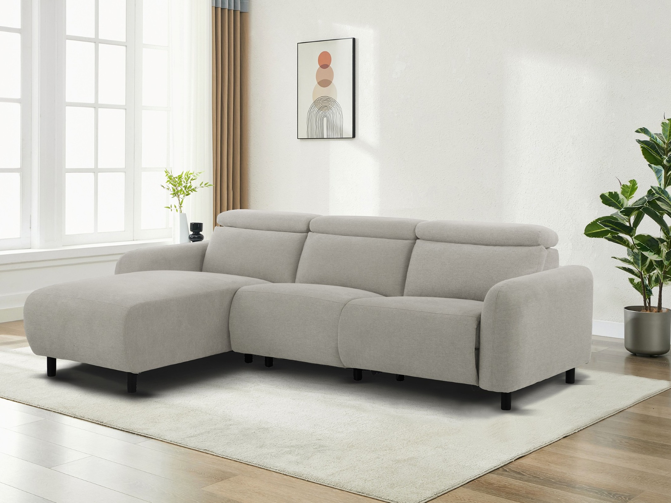 Colțar cu recliner Denton 1509 (Gri deschis)