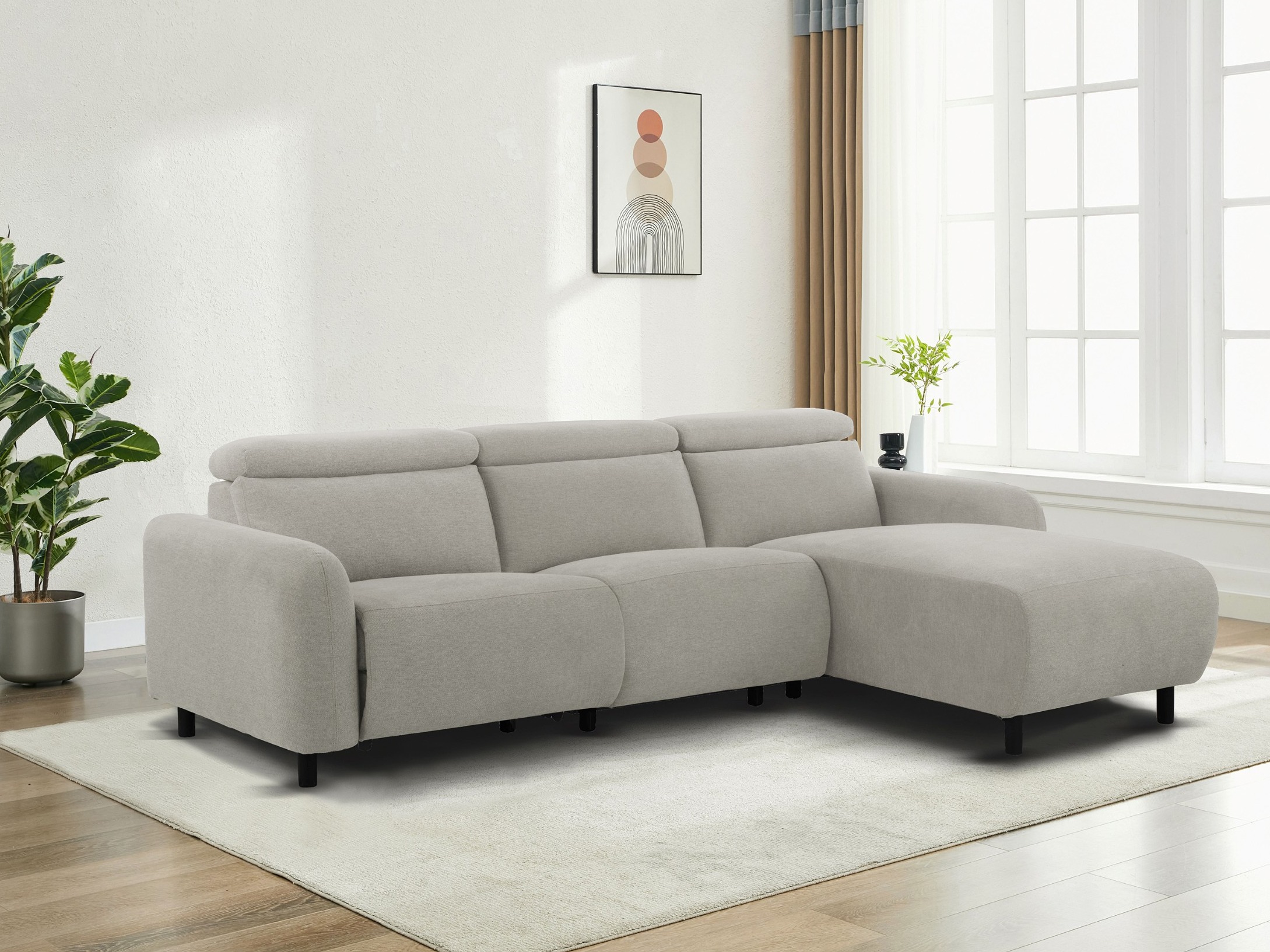 Colțar cu recliner Denton 1509 (Gri deschis)