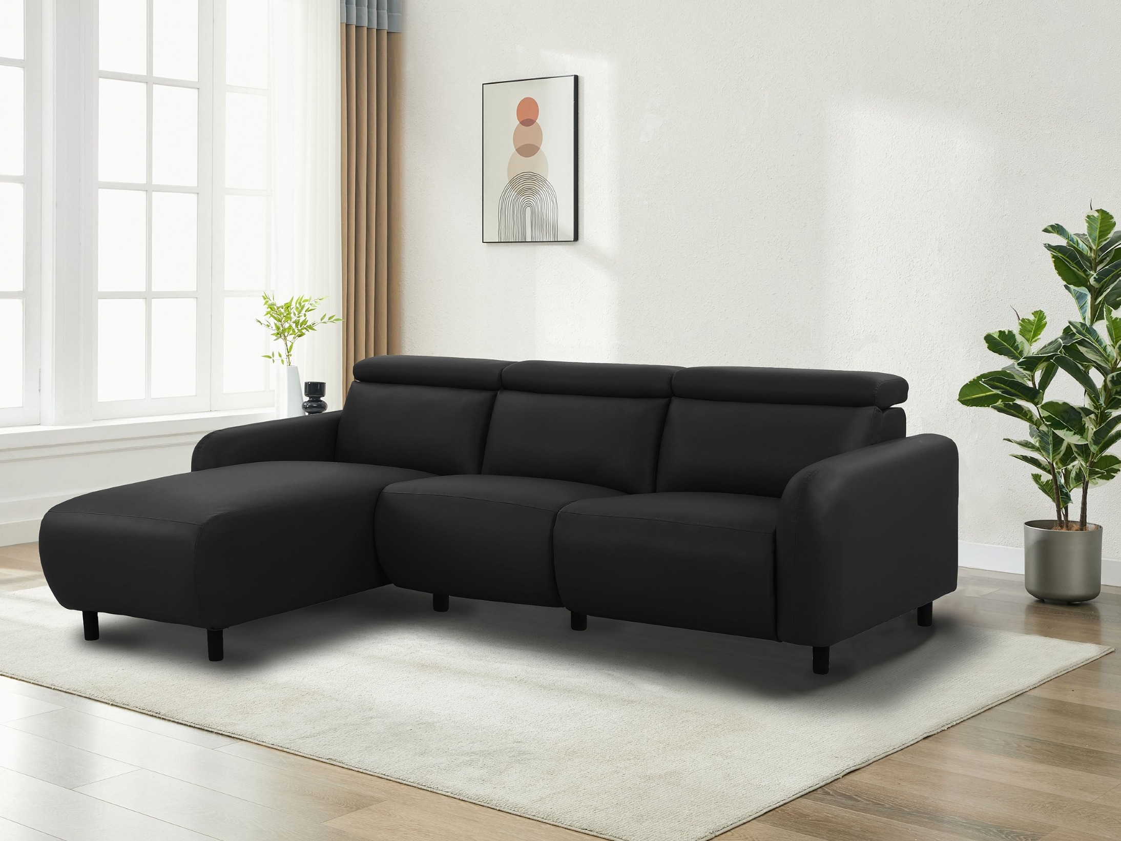 Colțar cu recliner Denton 1509 (Negru)