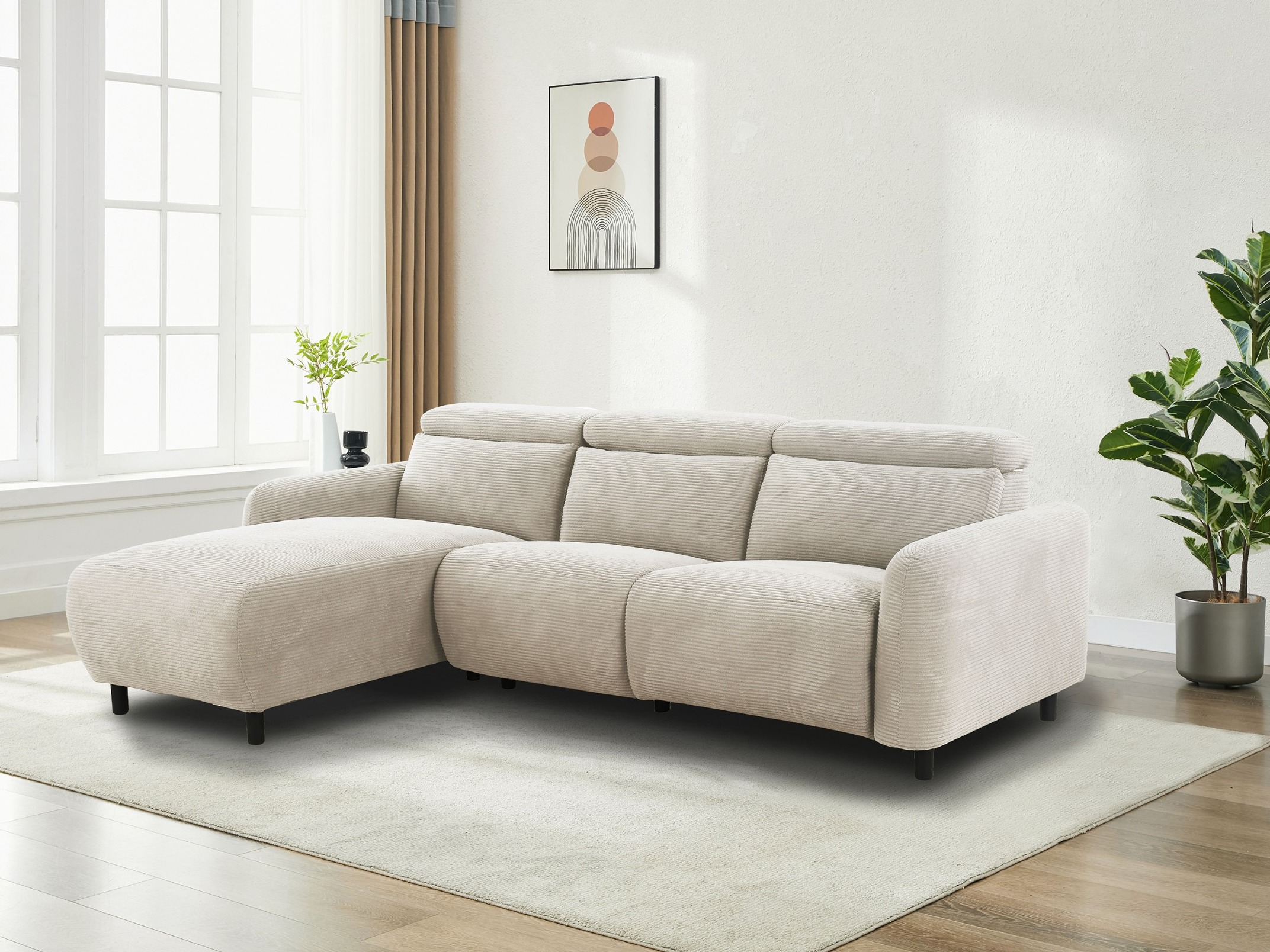 Colțar cu recliner Revbena 103 (Crem)