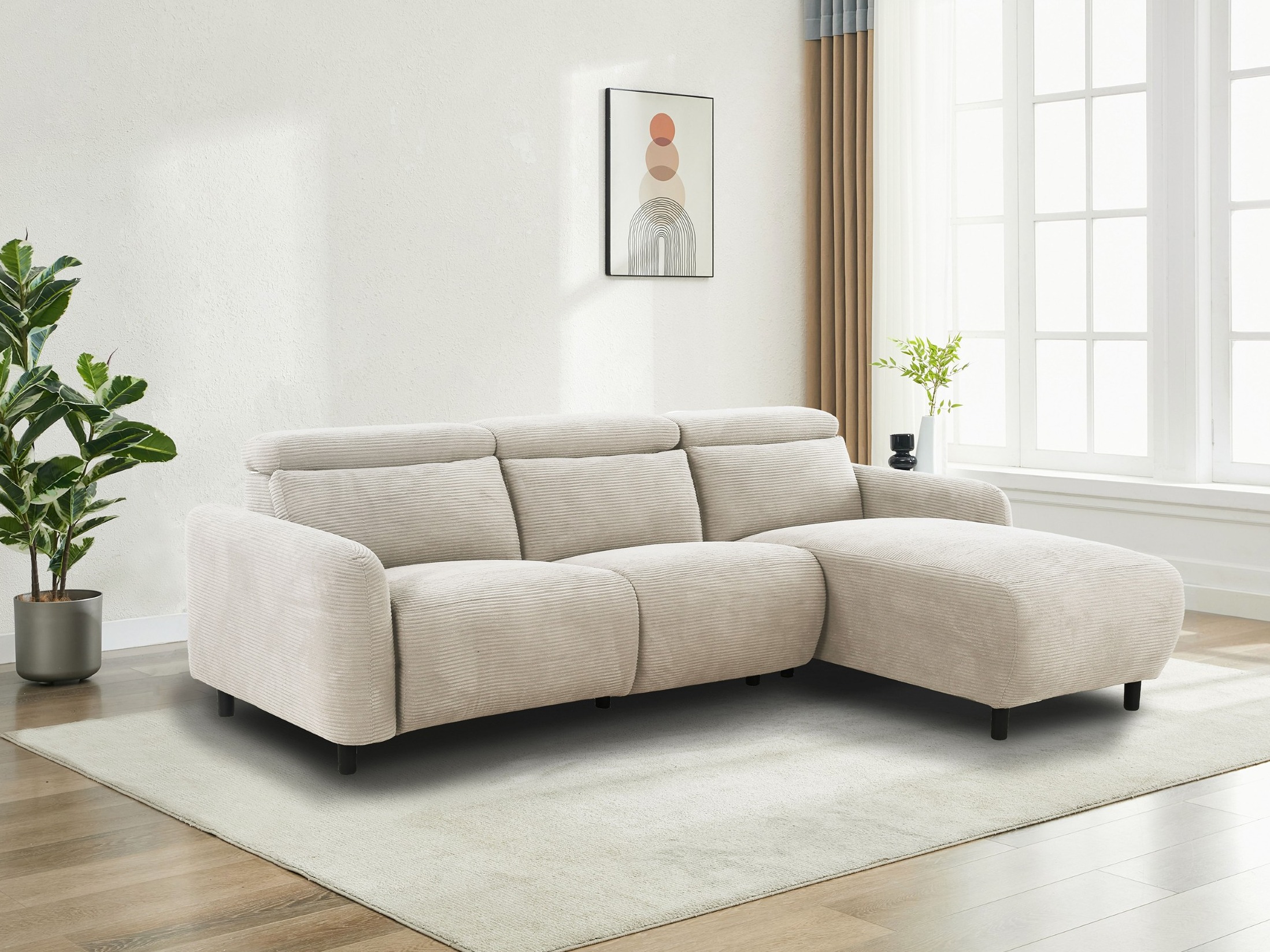 Colțar cu recliner Revbena 103 (Crem)