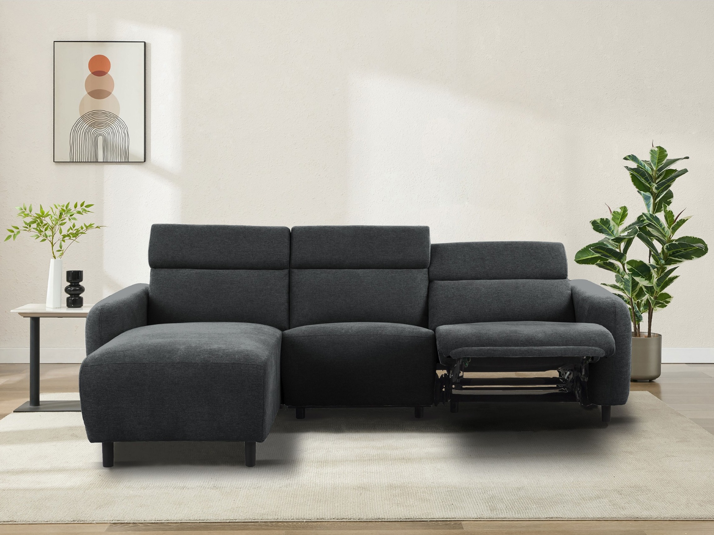 Colțar recliner Denton 1509 (Gri inchis)