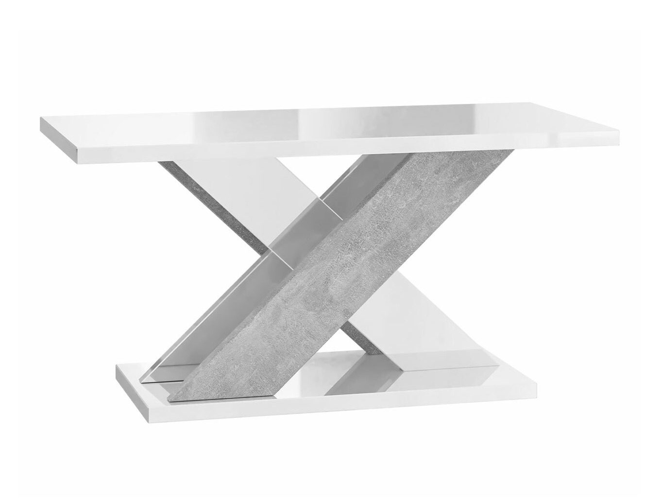 Masă Goodyear 117 (Alb lucios+ Beton)