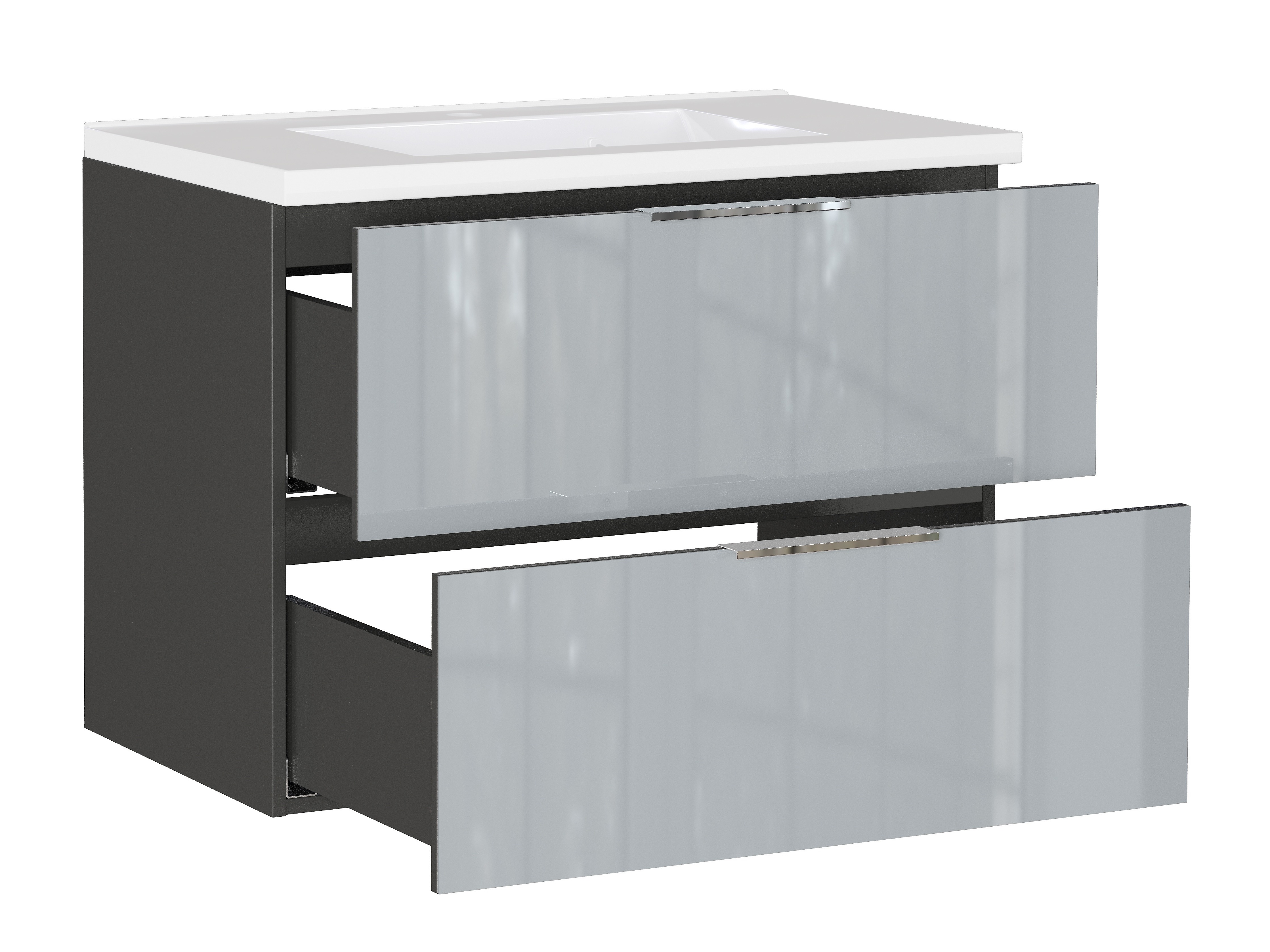 Cabinet atârnat pentru baie Sacramento 526 (Gri lucios)