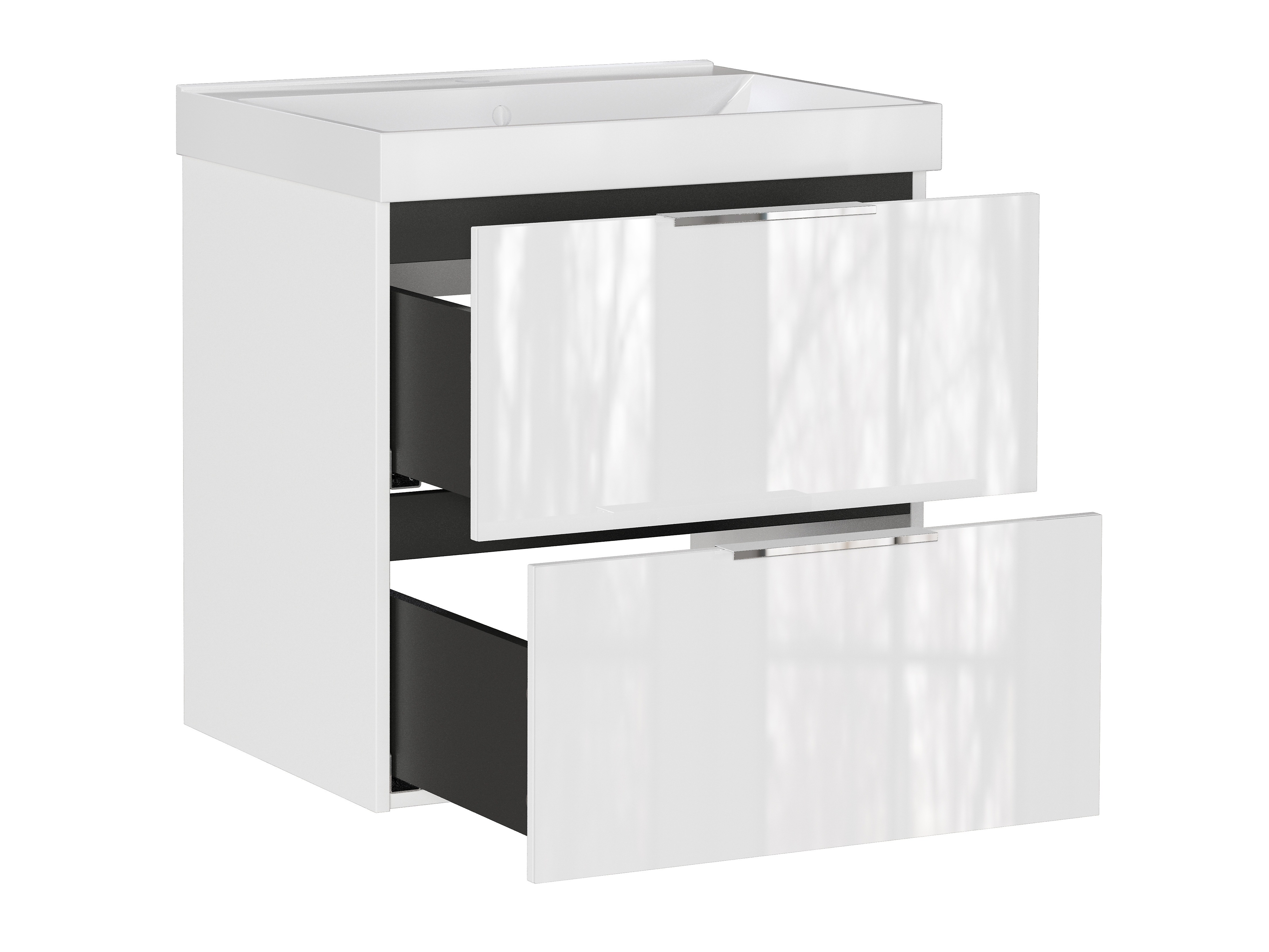 Cabinet atârnat pentru baie Sacramento 527 (Alb lucios)