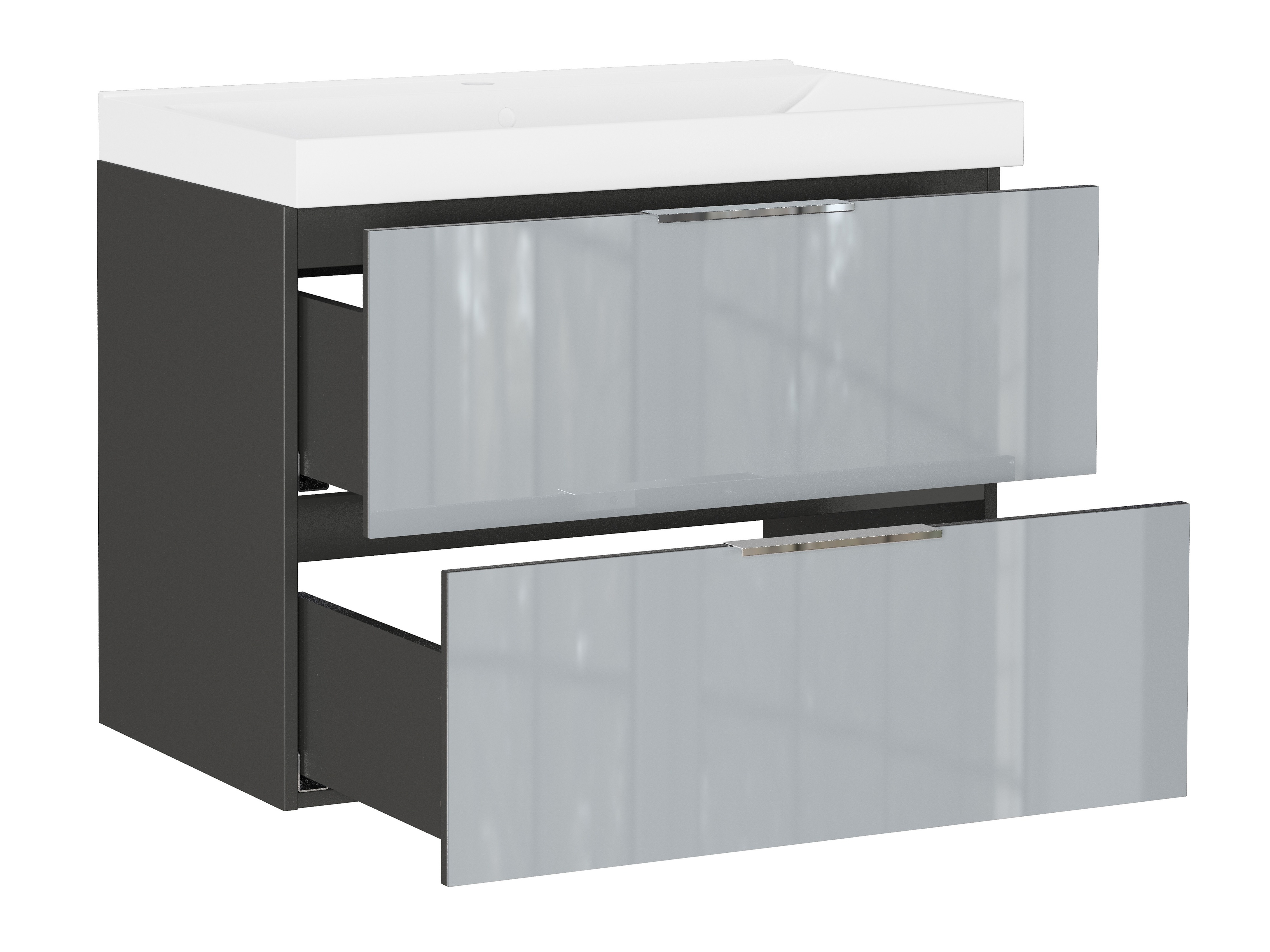 Cabinet atârnat pentru baie Sacramento 528 (Gri lucios)