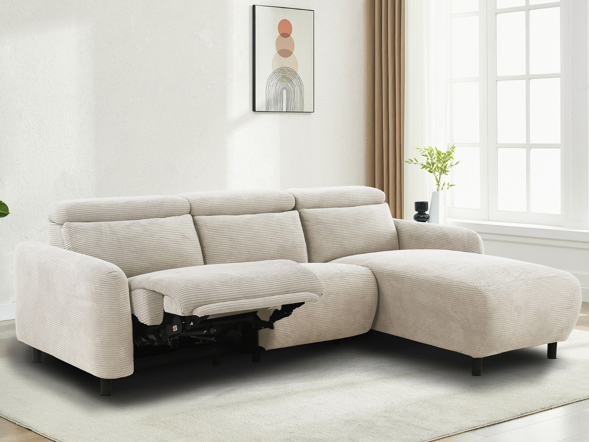 Colțar cu recliner Denton 1510 (Crem)