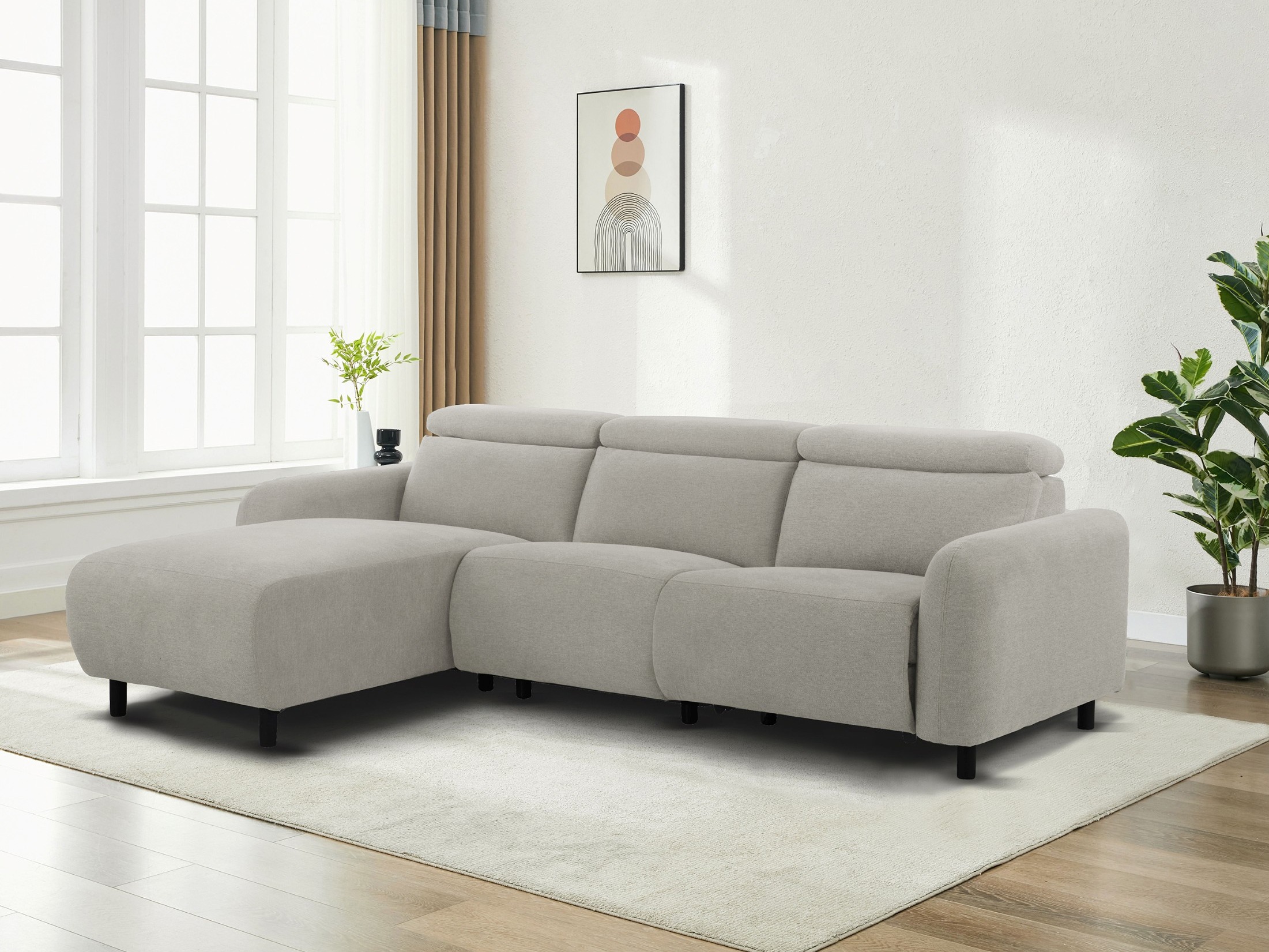 Colțar cu recliner Denton 1510 (Gri deschis)