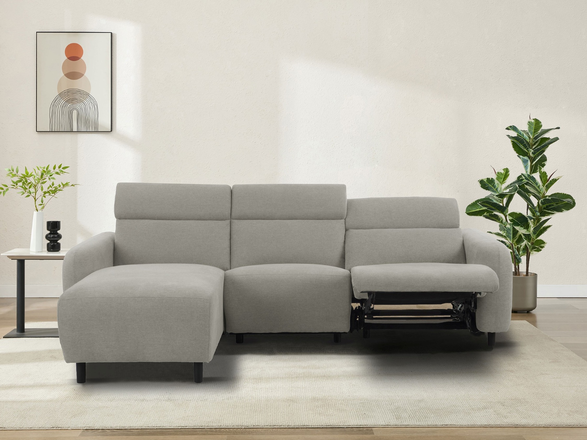Colțar cu recliner Denton 1510 (Gri deschis)