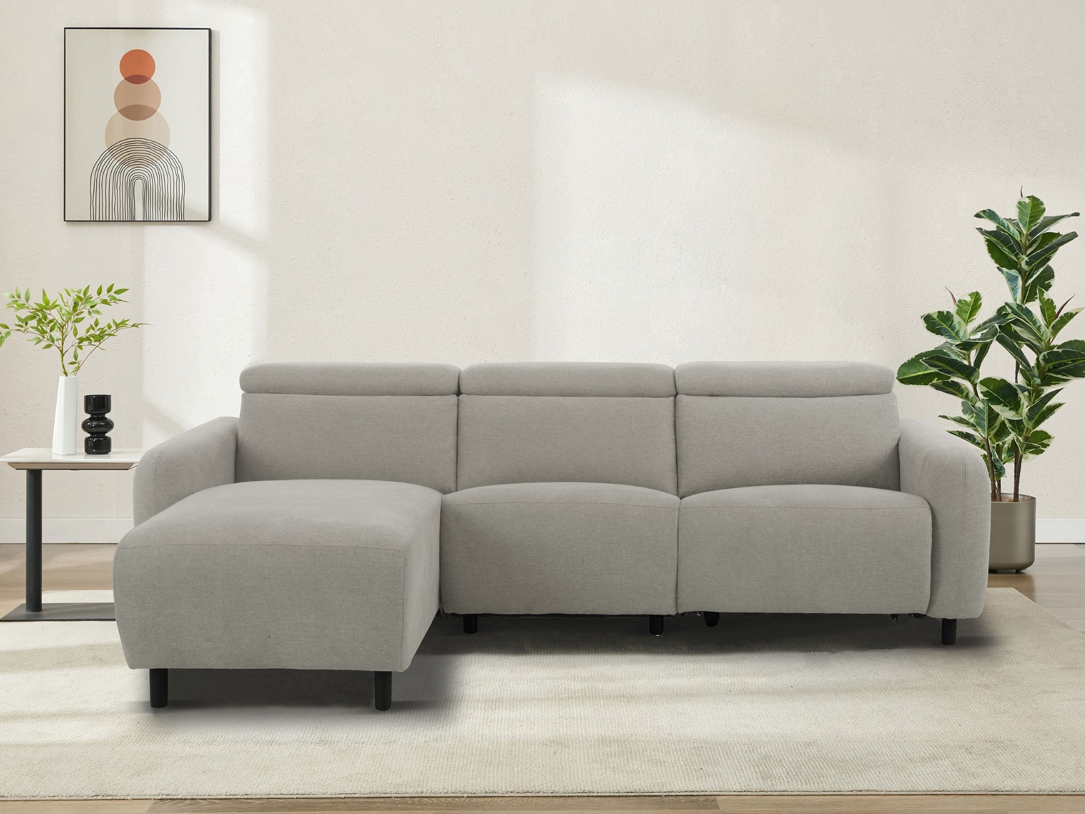 Colțar cu recliner Denton 1510 (Gri deschis)