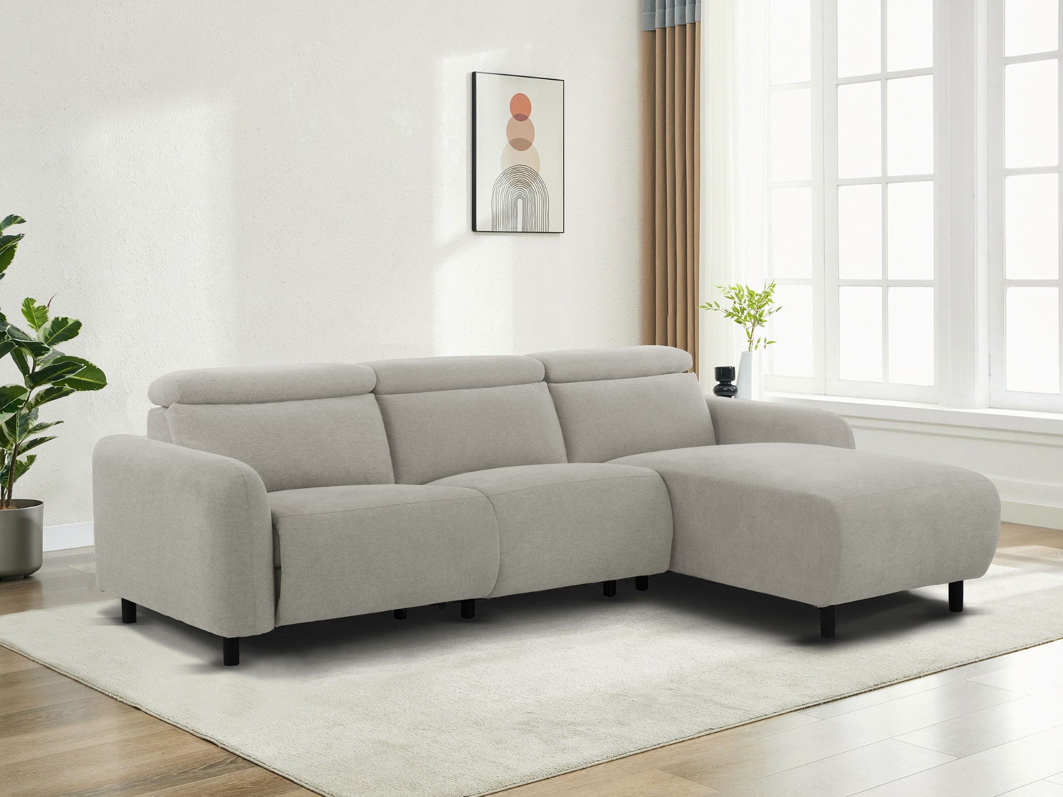 Colțar cu recliner Denton 1510 (Gri deschis)