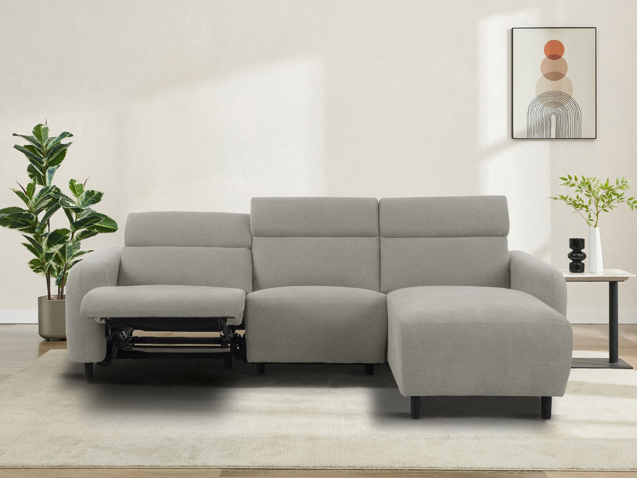 Colțar cu recliner Denton 1510 (Gri deschis)