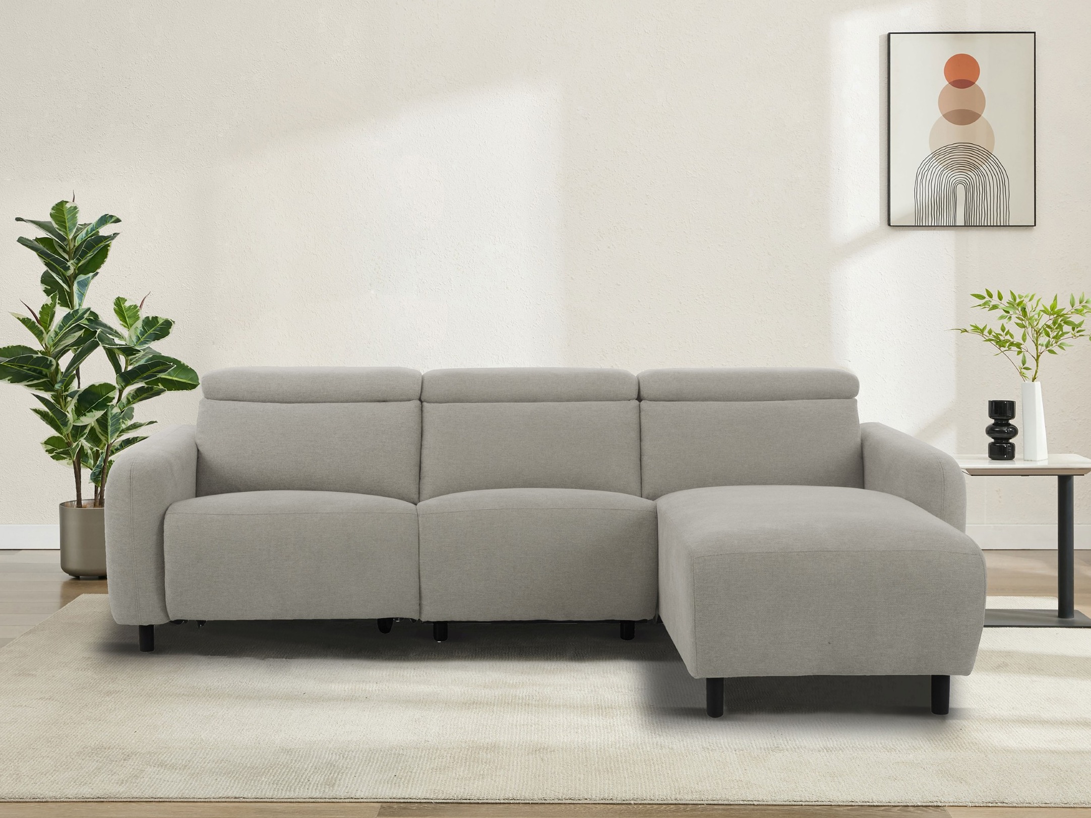 Colțar cu recliner Denton 1510 (Gri deschis)