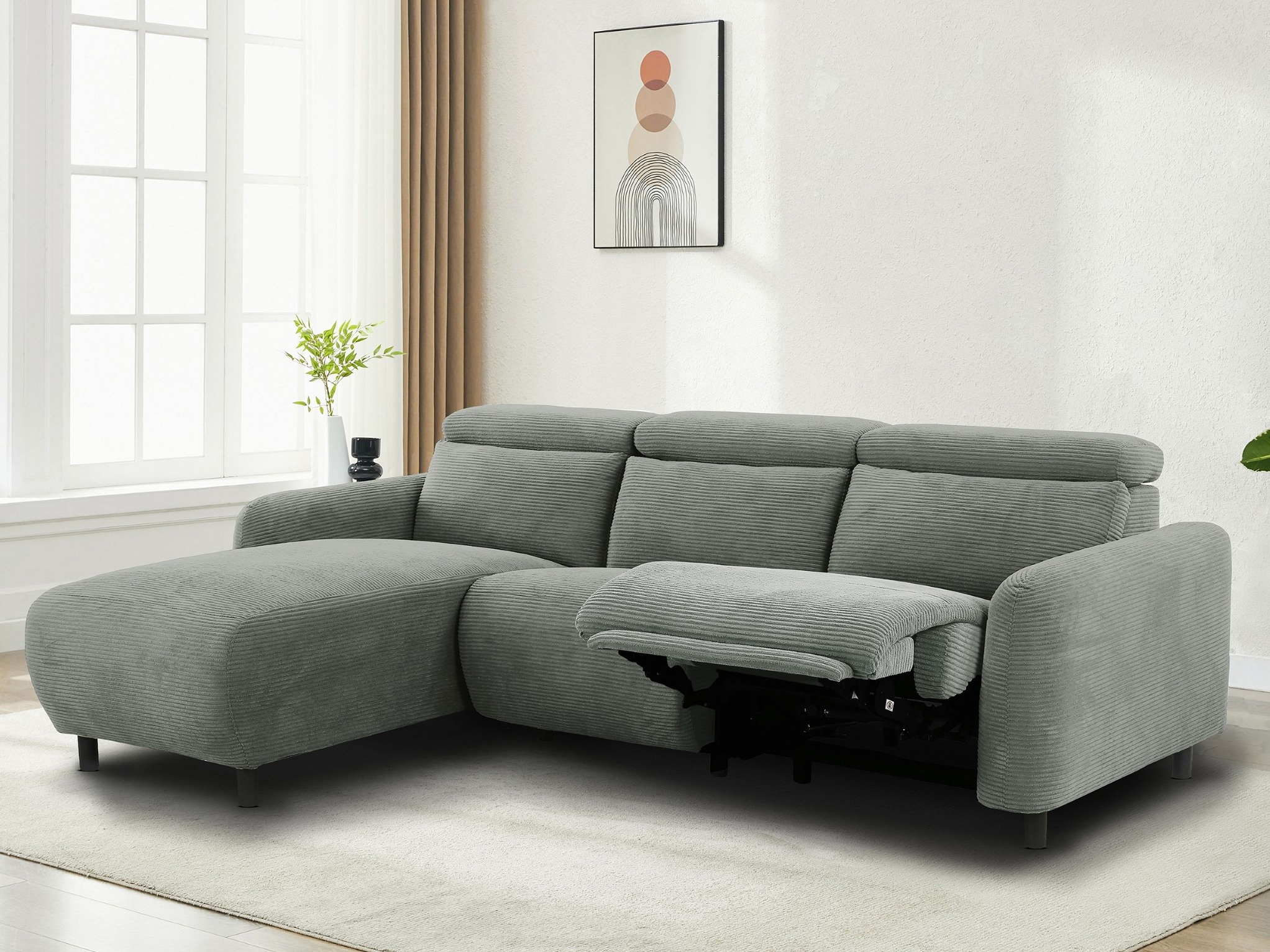 Colțar cu recliner Denton 1510 (Gri)