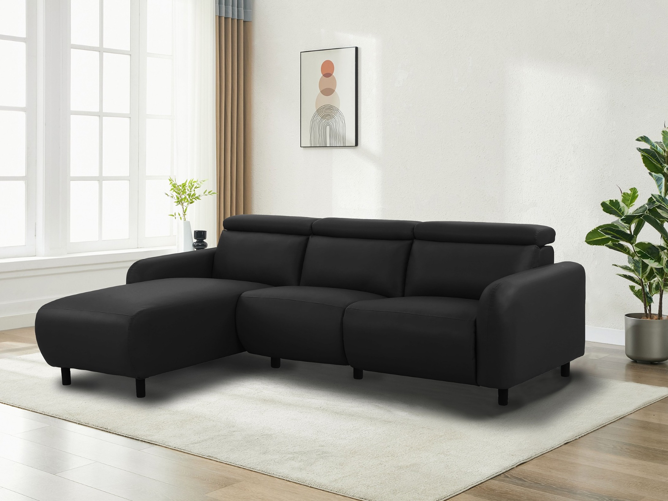 Colțar cu recliner Denton 1510 (Negru)