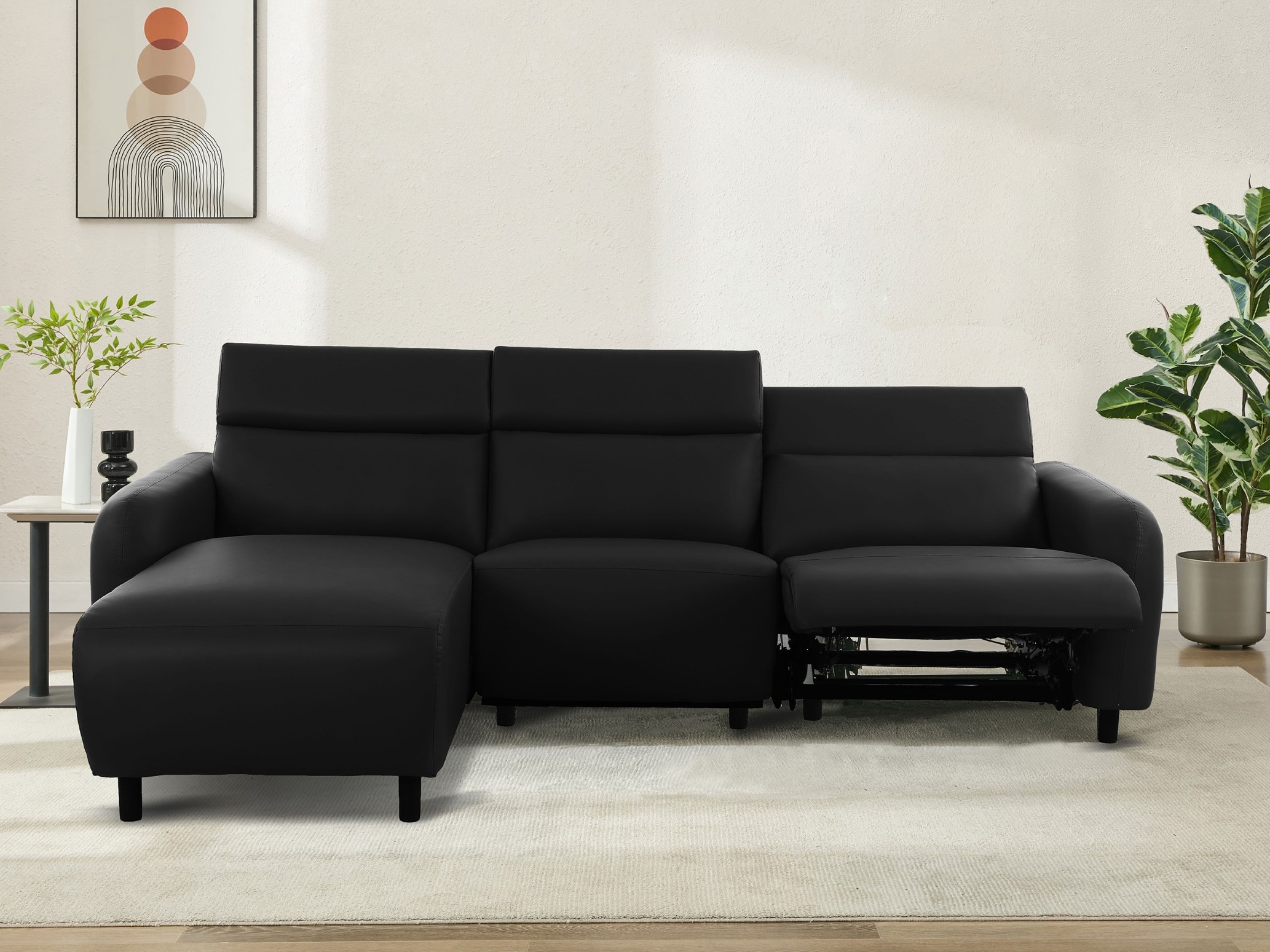 Colțar cu recliner Denton 1510 (Negru)