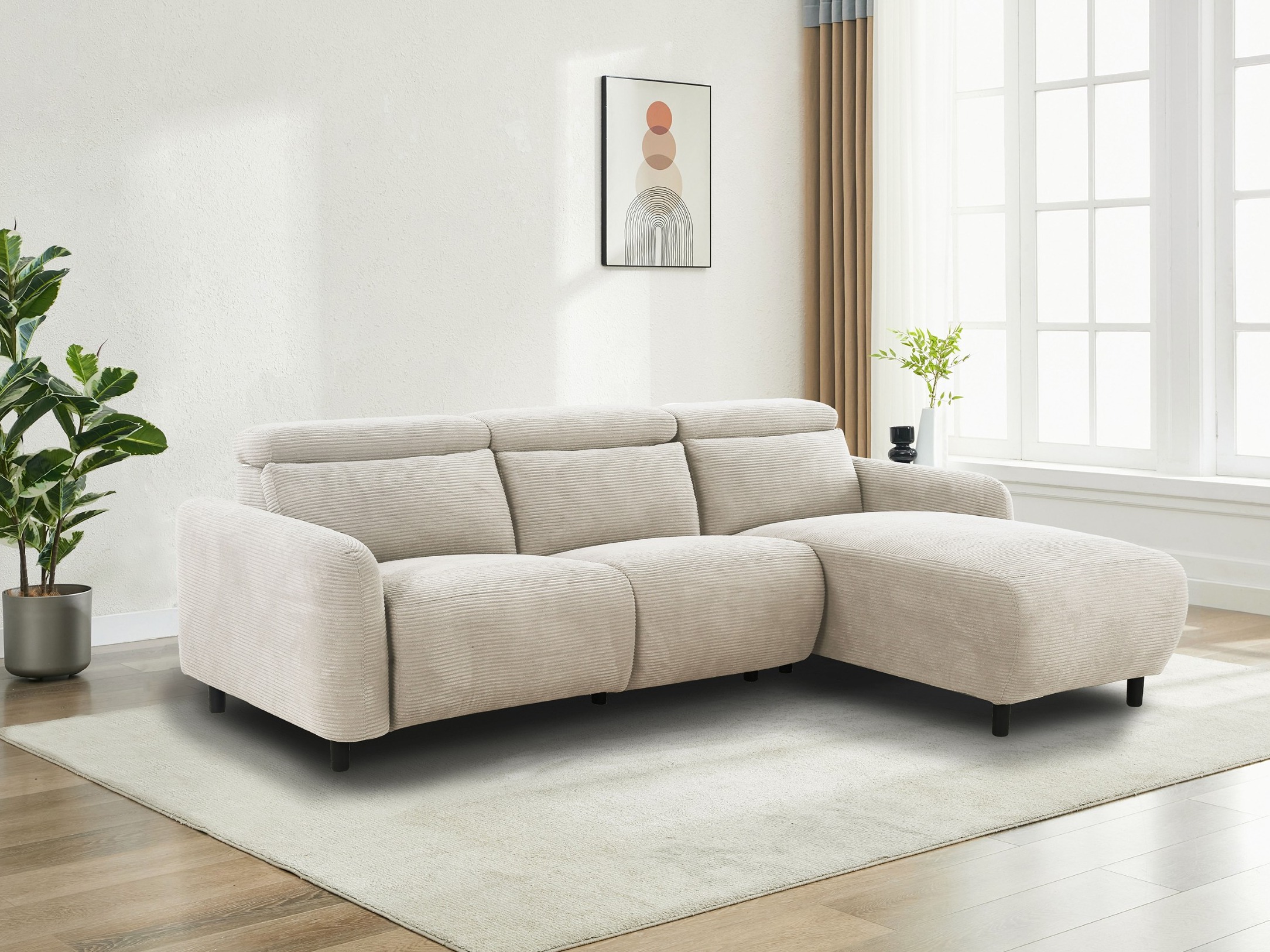Colțar cu recliner Revbena 104 (Crem)