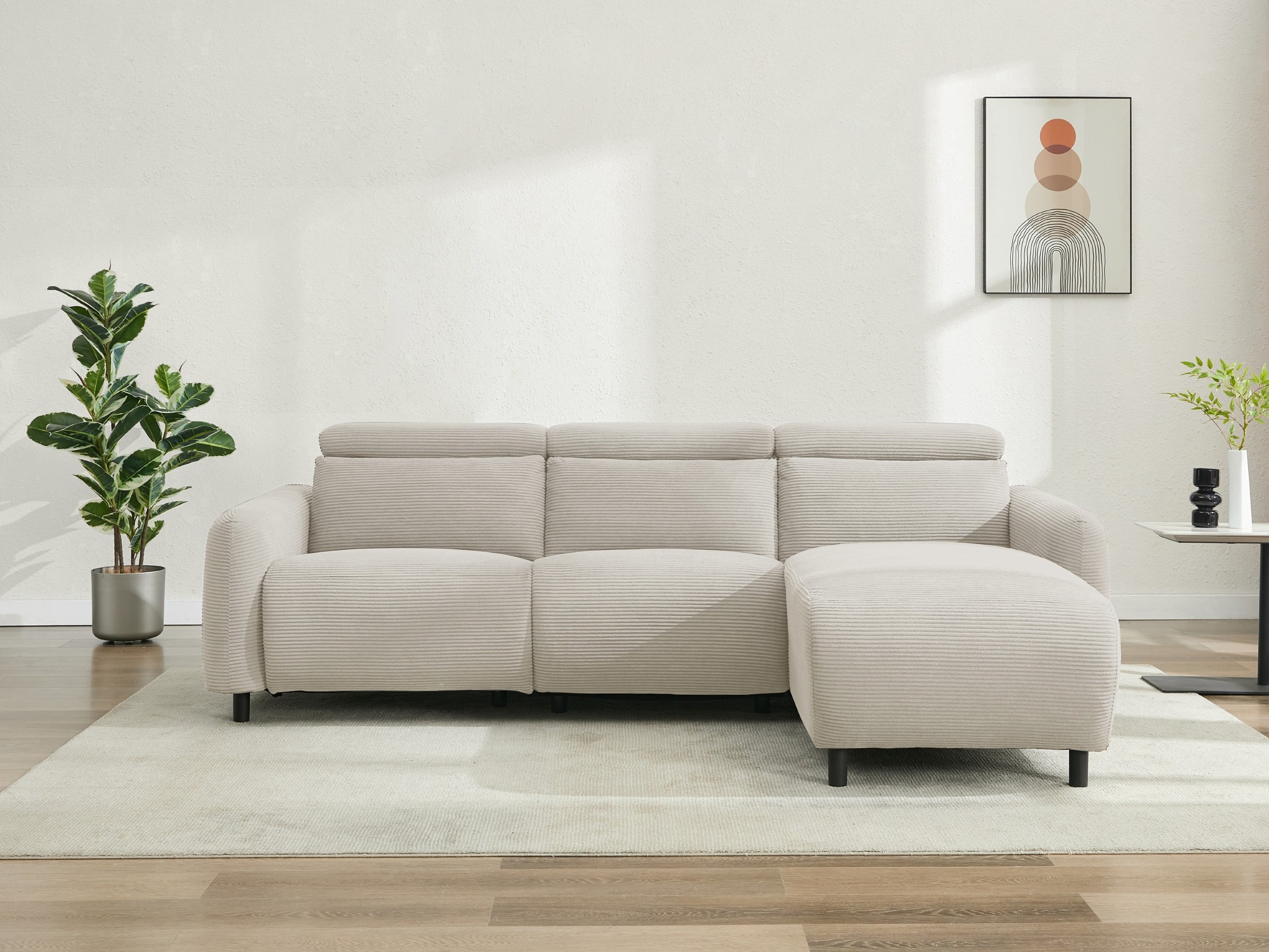 Colțar cu recliner Revbena 104 (Crem)