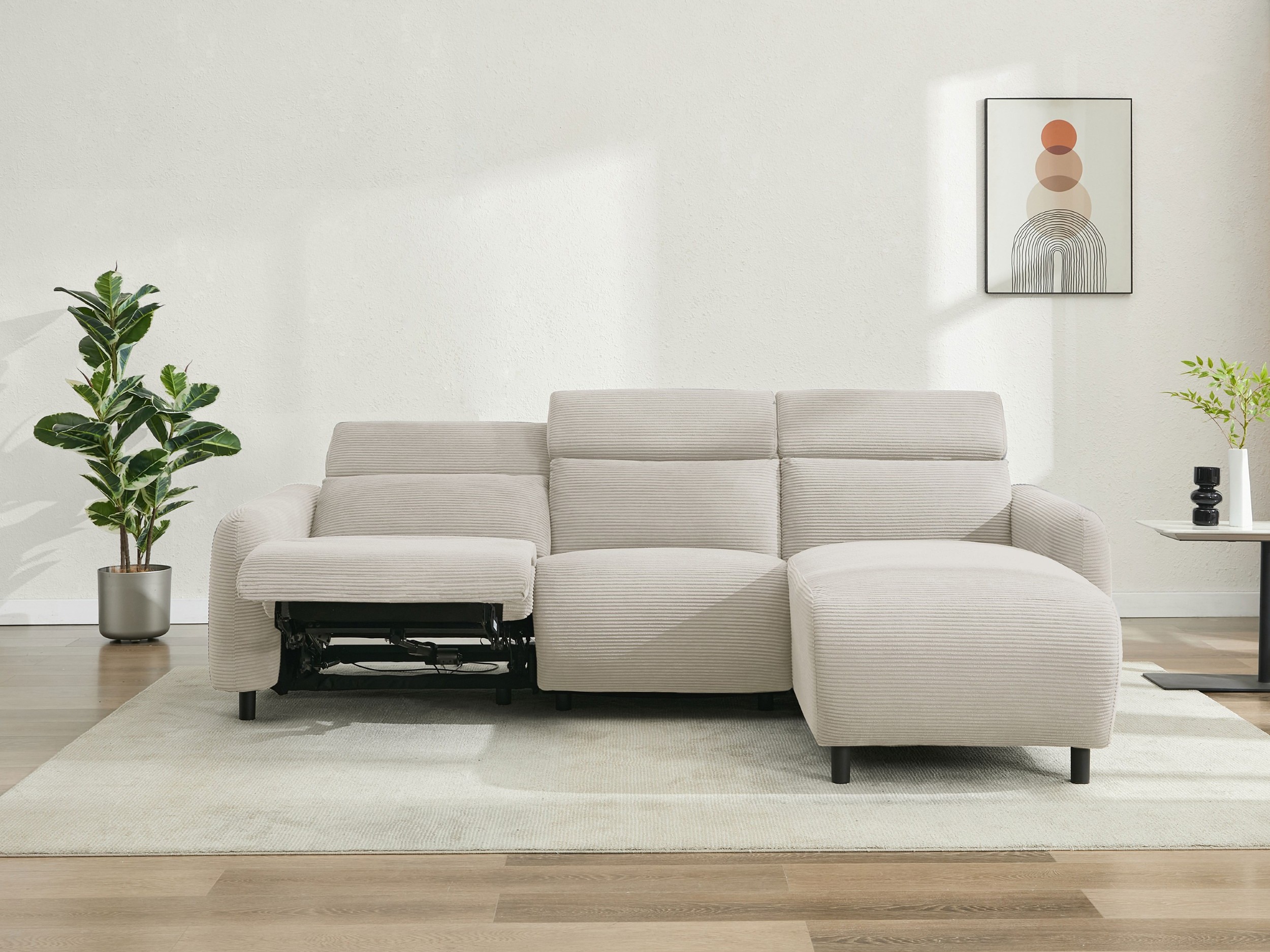 Colțar cu recliner Revbena 104 (Crem)