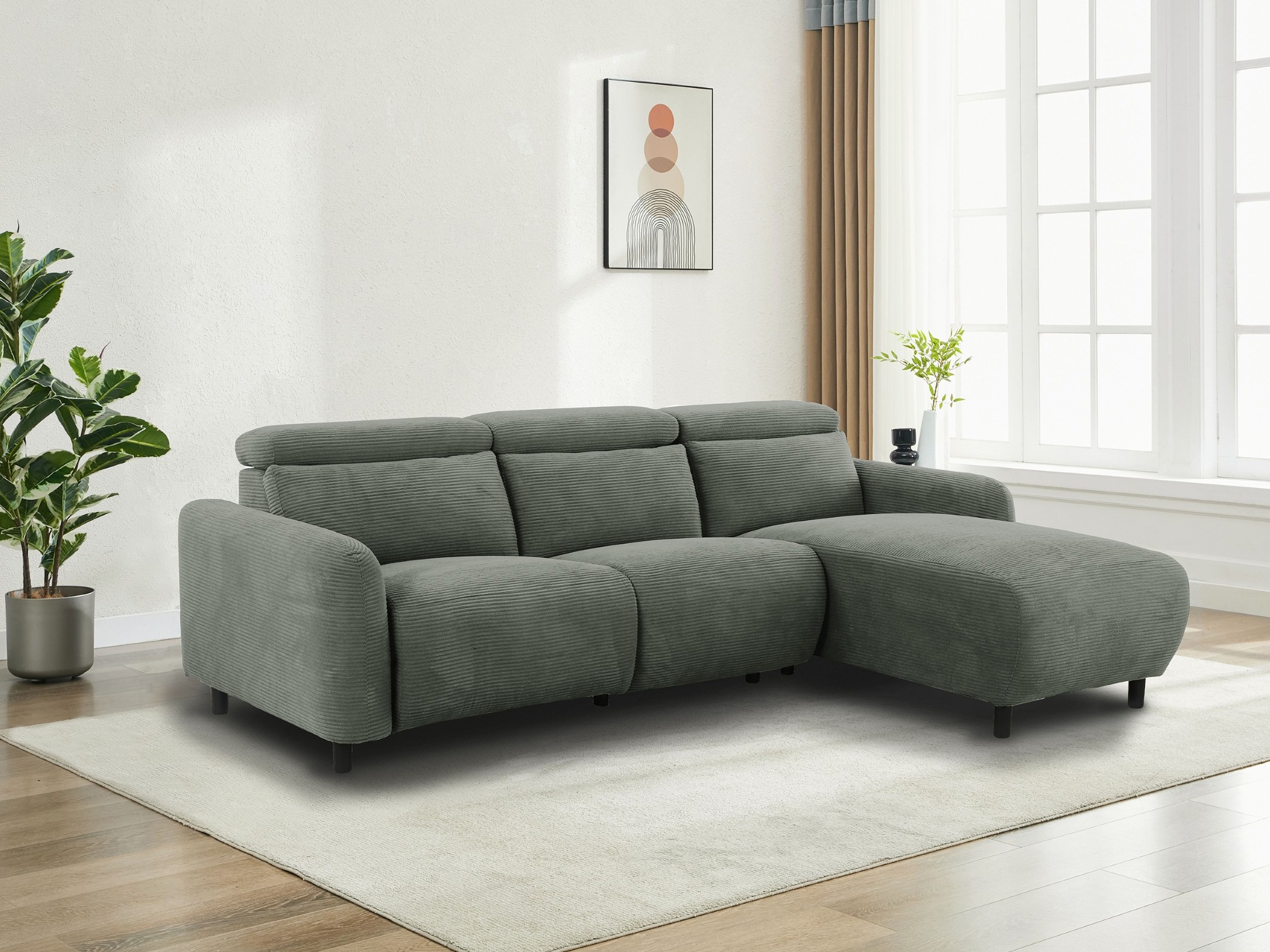 Colțar cu recliner Revbena 104 (Gri)