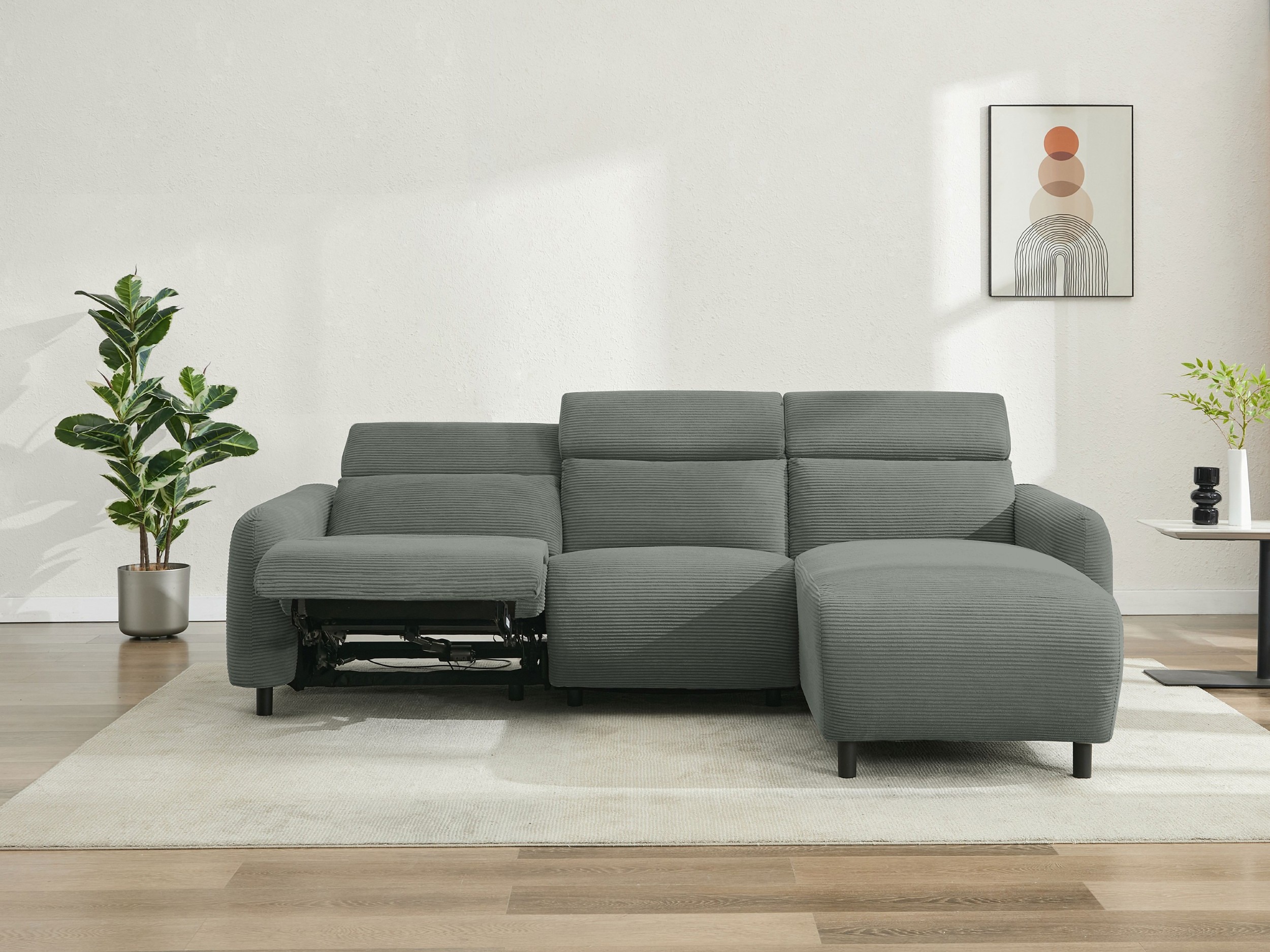 Colțar cu recliner Revbena 104 (Gri)