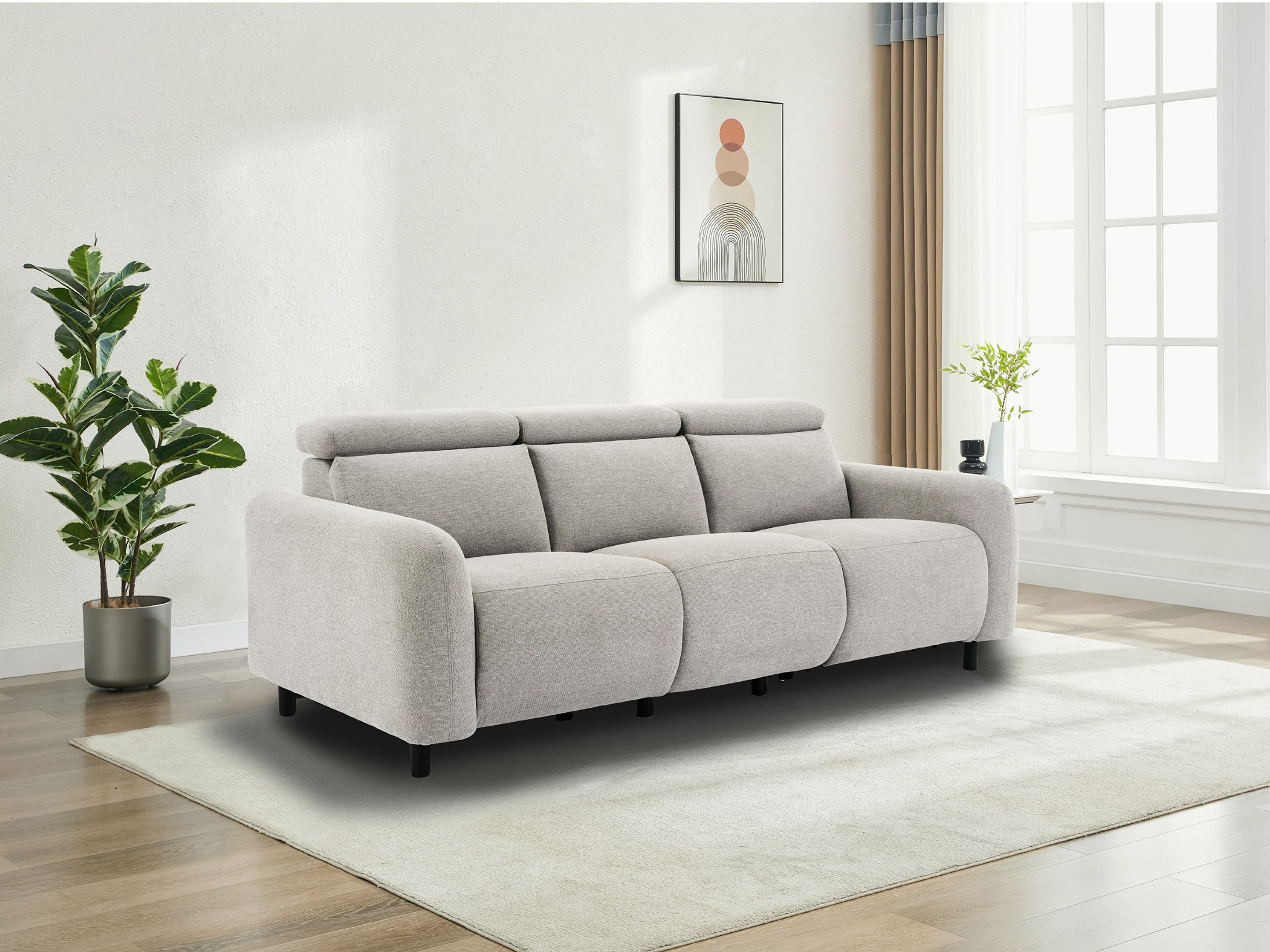 Canapea recliner Revbena 102 (Gri deschis)