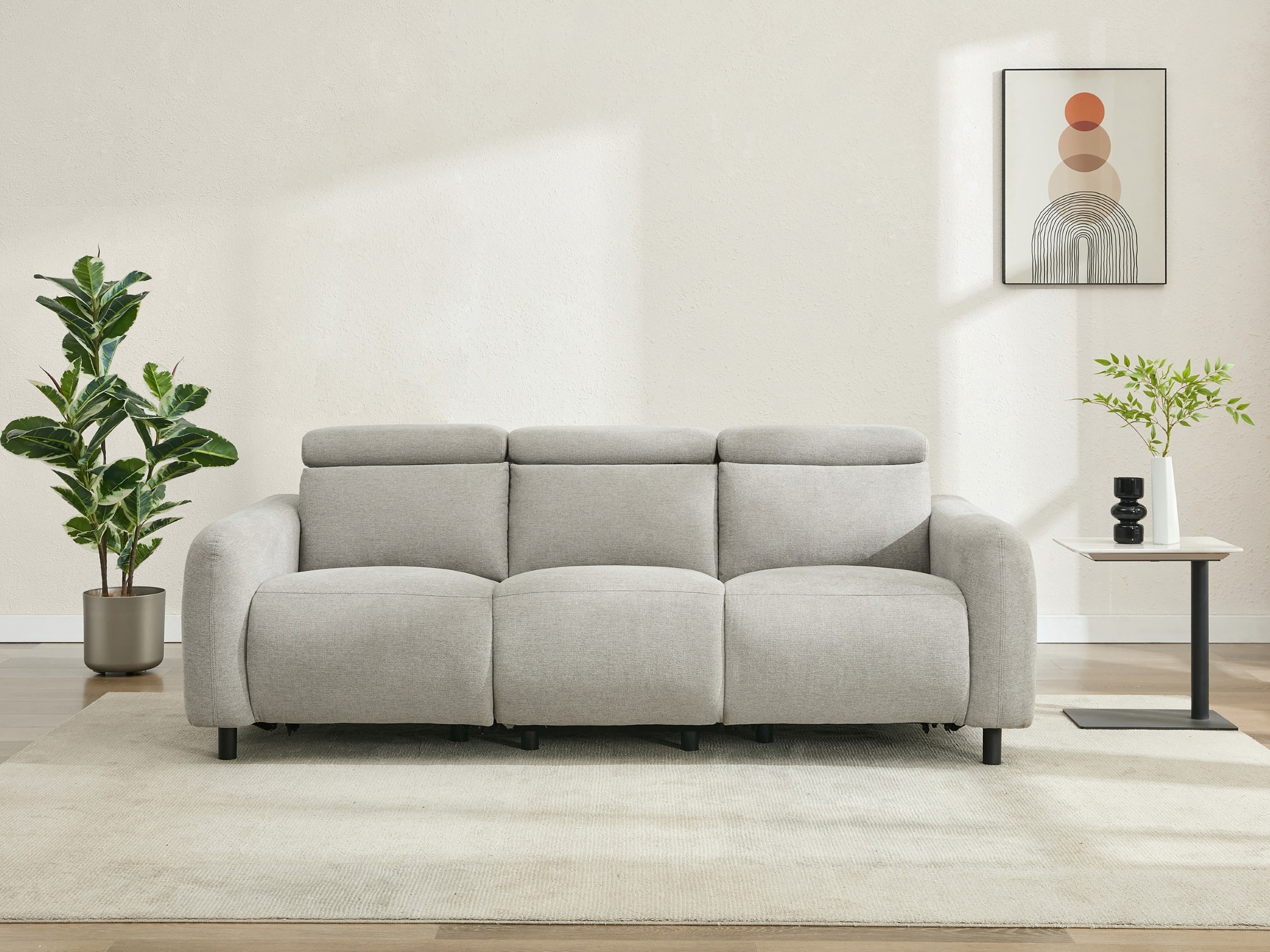 Canapea recliner Revbena 102 (Gri deschis)