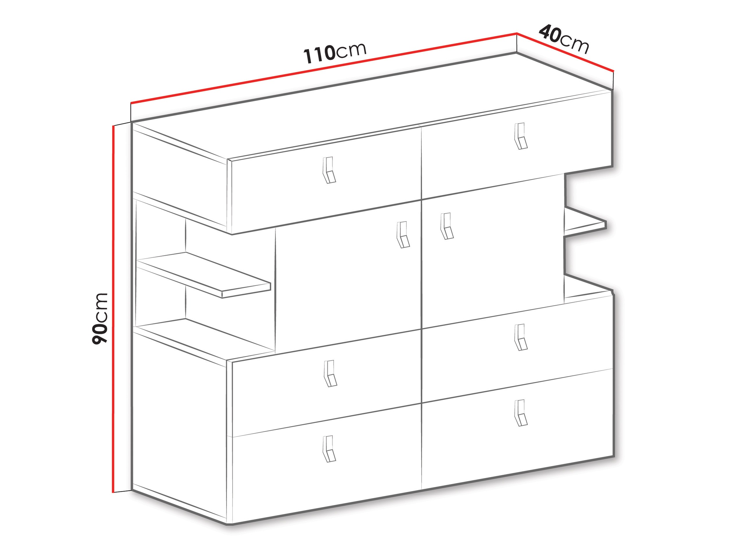 Comodă Camteso 106 (Alb + Stejar + Turcoaz)