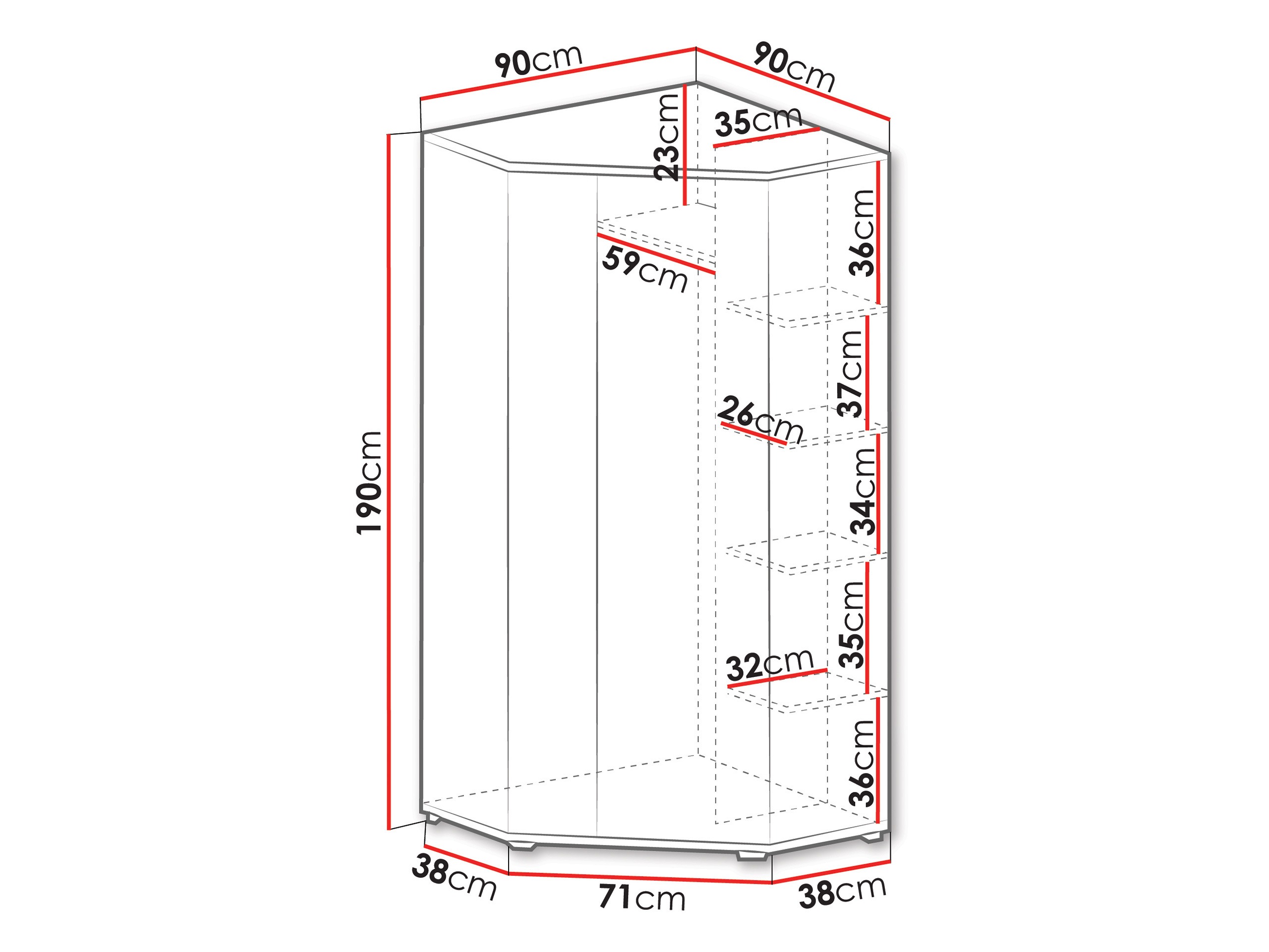 Dulap de colț Camteso 100 (Negru + Stejar + Bej)