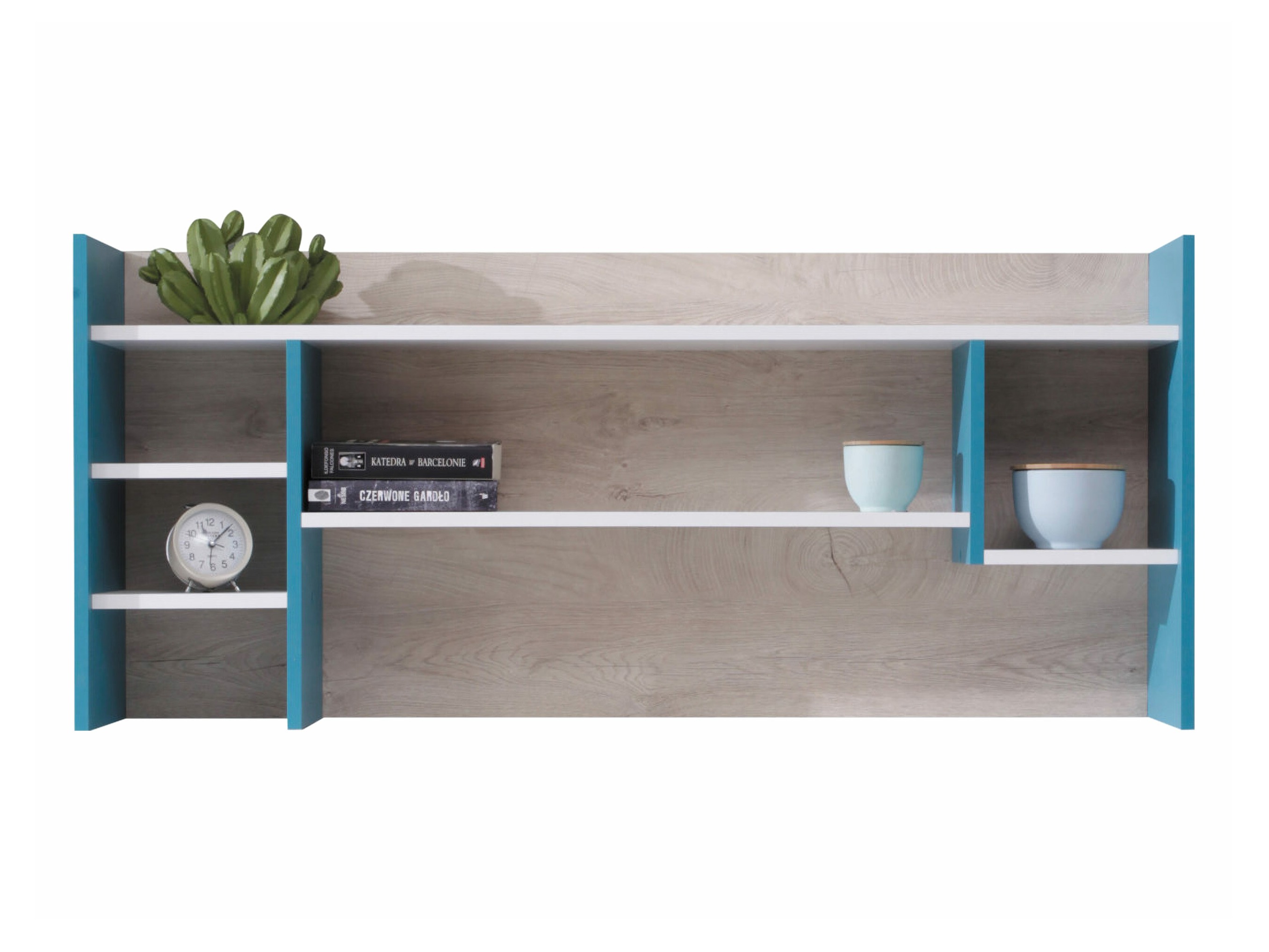 Raft de perete Camteso 109 (Alb + Stejar + Turcoaz)