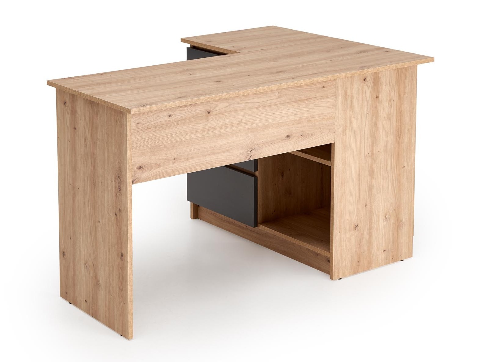 Birou de colt Houston 1950 (Grafit + Stejar artizan)