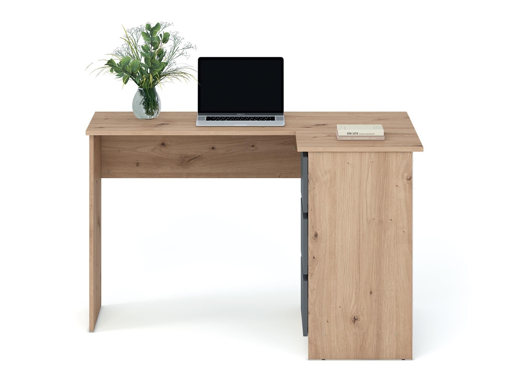 Birou de colt Houston 1950 (Grafit + Stejar artizan)