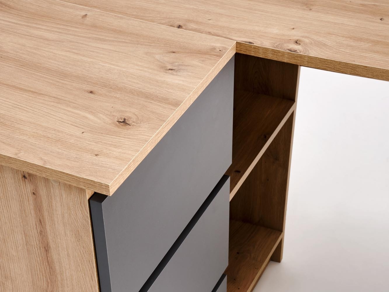 Birou de colt Houston 1950 (Grafit + Stejar artizan)