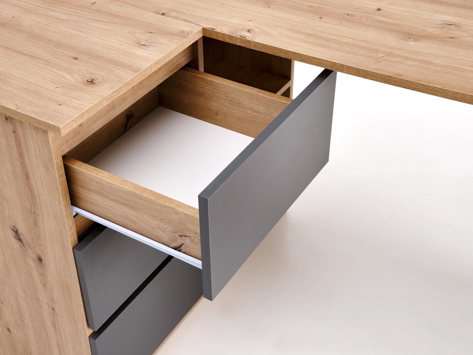 Birou de colt Houston 1950 (Grafit + Stejar artizan)