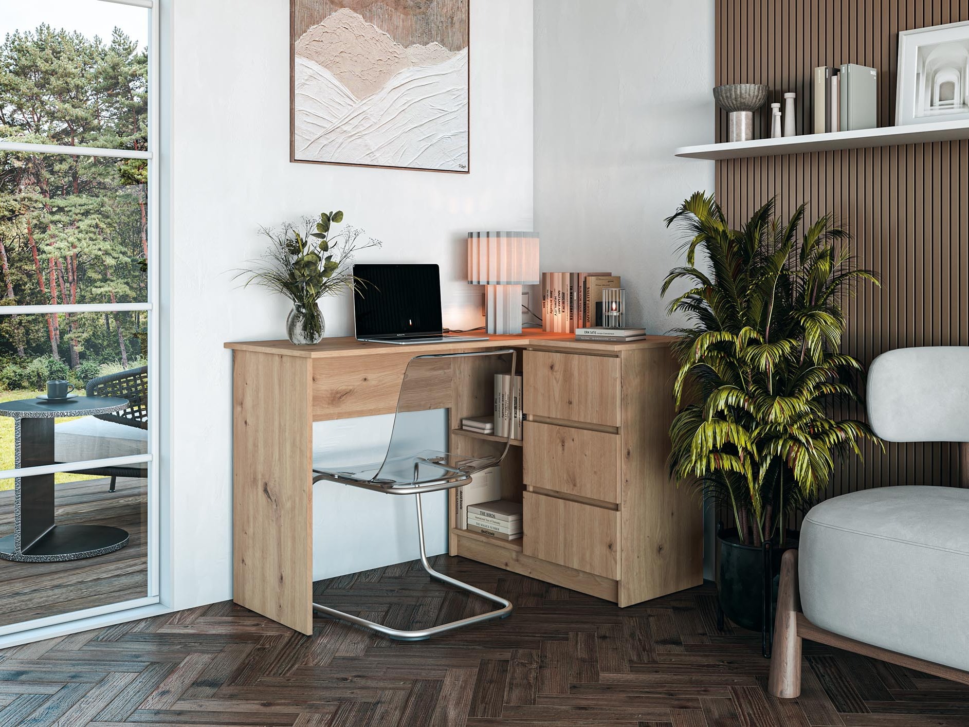 Birou de colt Houston 1950 (Stejar artizan)