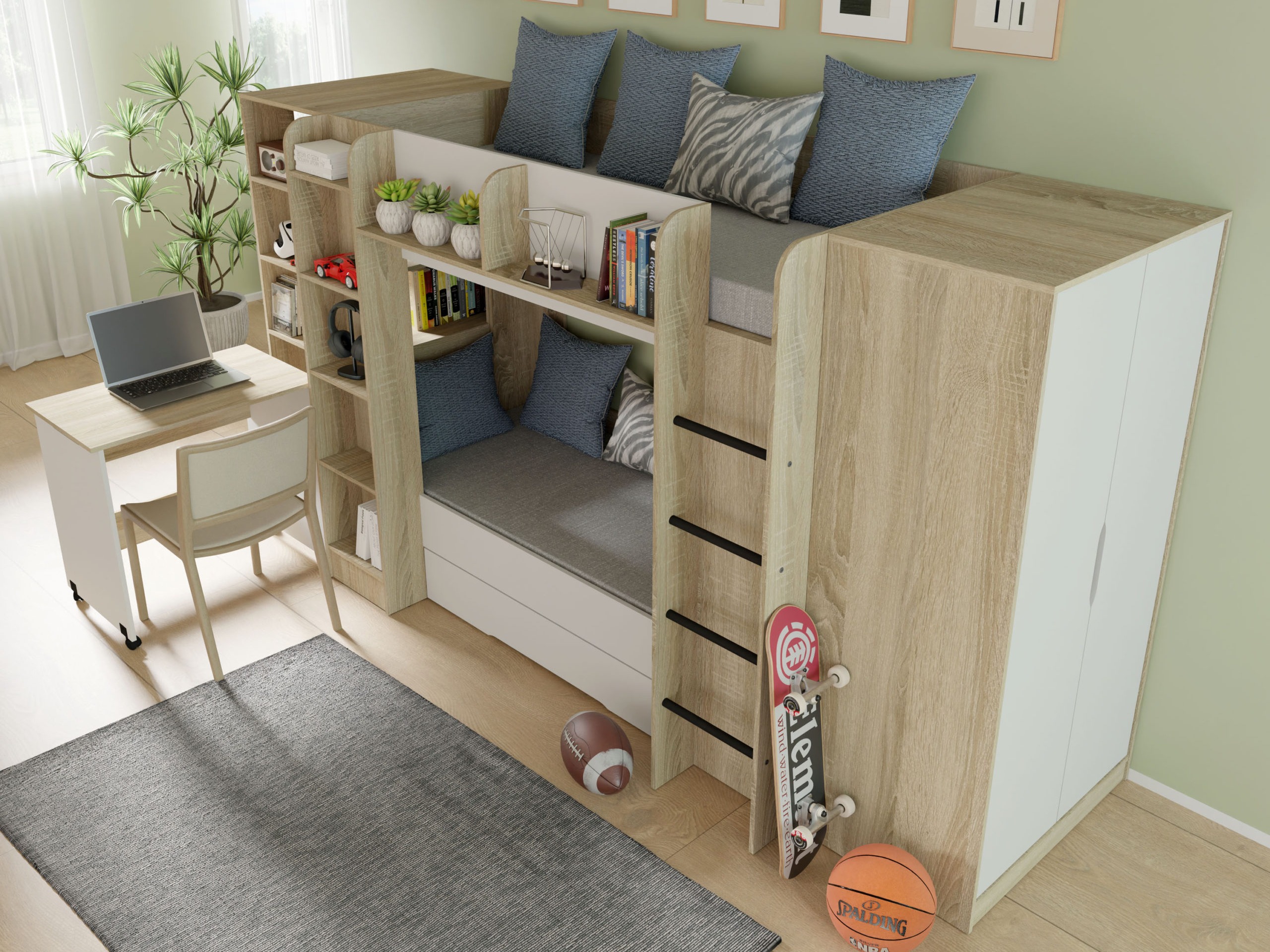 Birou Elitenu 100 (Stejar Sonoma + Alb)