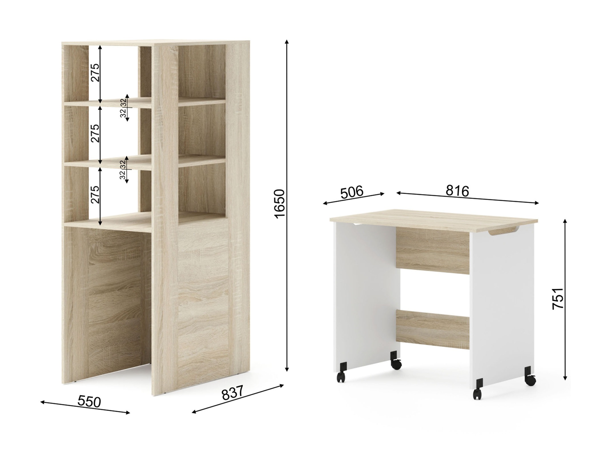 Birou Elitenu 100 (Stejar Sonoma + Alb)