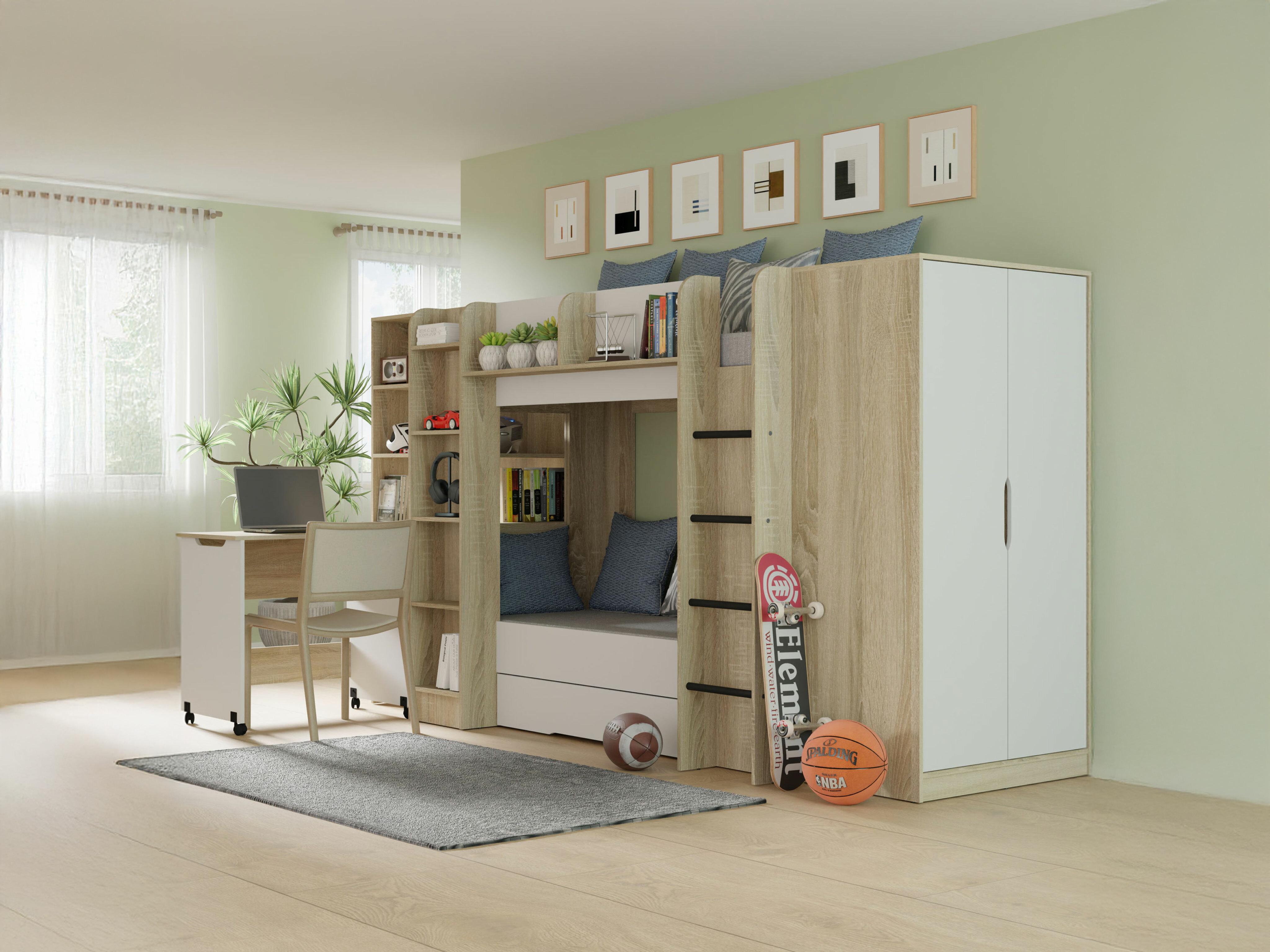 Dulap Elitenu 101 (Stejar Sonoma + Alb)