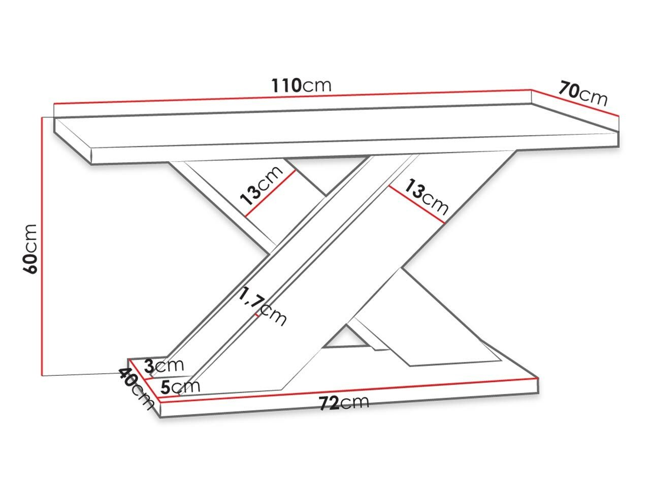 Măsuță de cafea Goodyear 116 (Negru lucios + Beton)