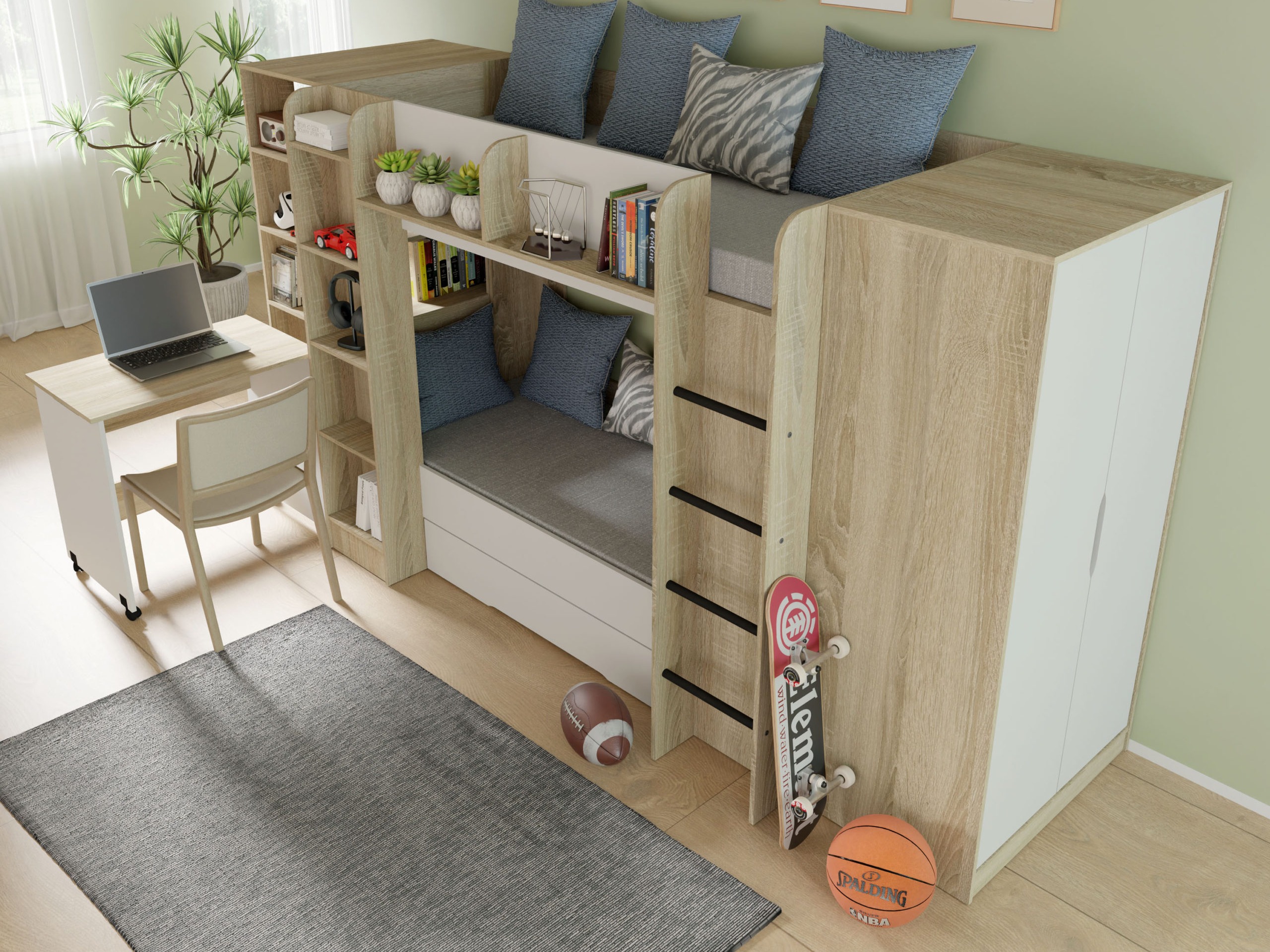 Pat supraetajat Elitenu 102 (Stejar Sonoma + Alb)