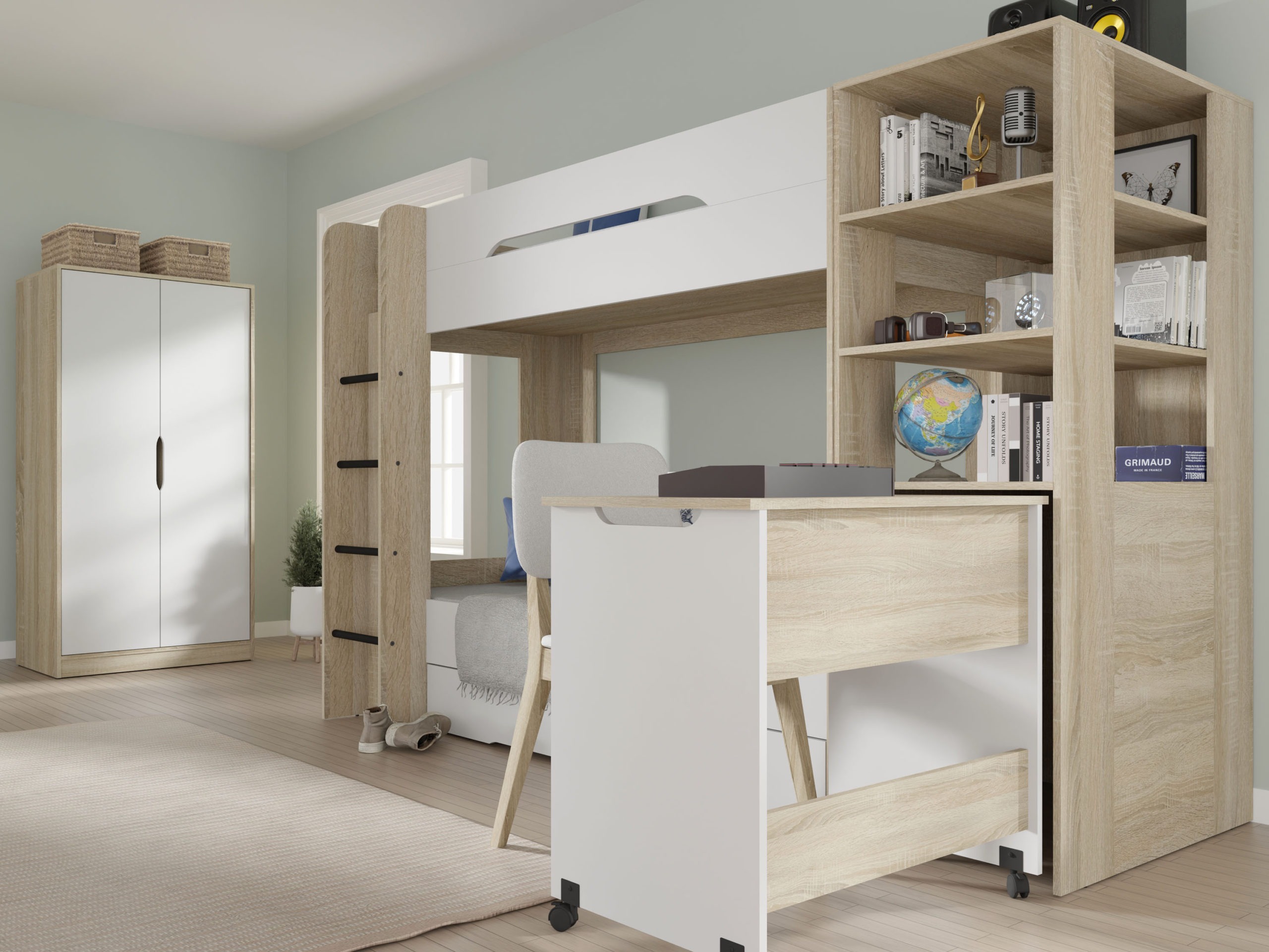 Pat supraetajat Elitenu 103 (Stejar Sonoma+ Alb)