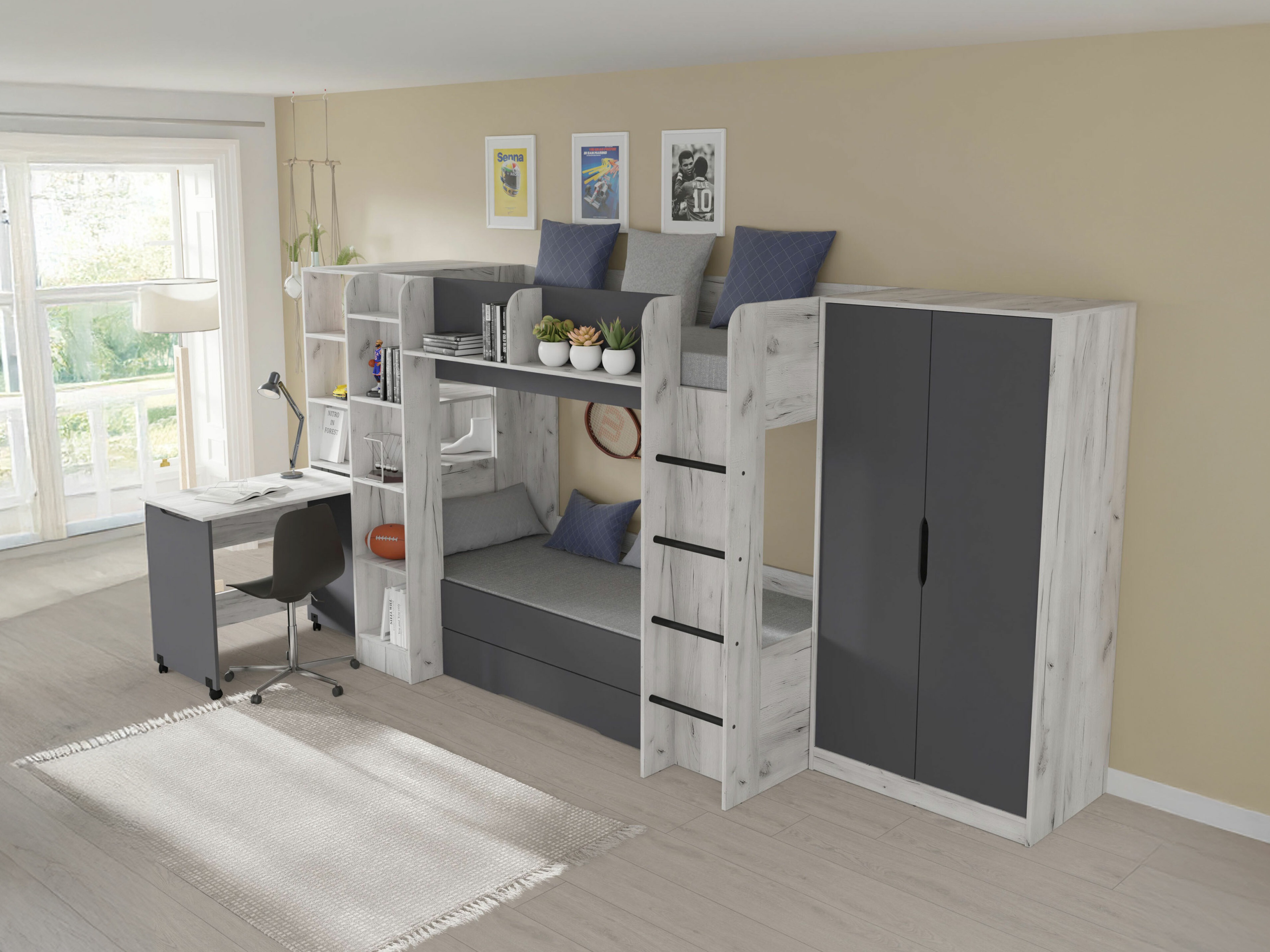 Set de camera copii Elitenu 104 (Mestesug alb + Grafit)