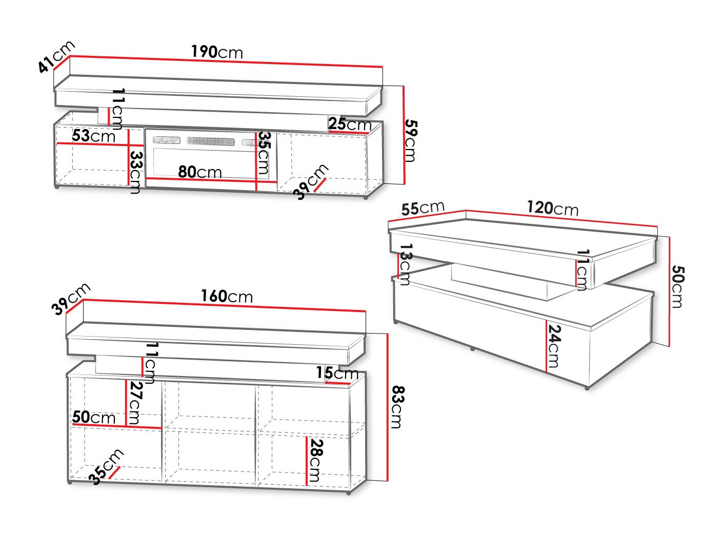 Set de living Monfero 106 (Alb + Alb lucios)