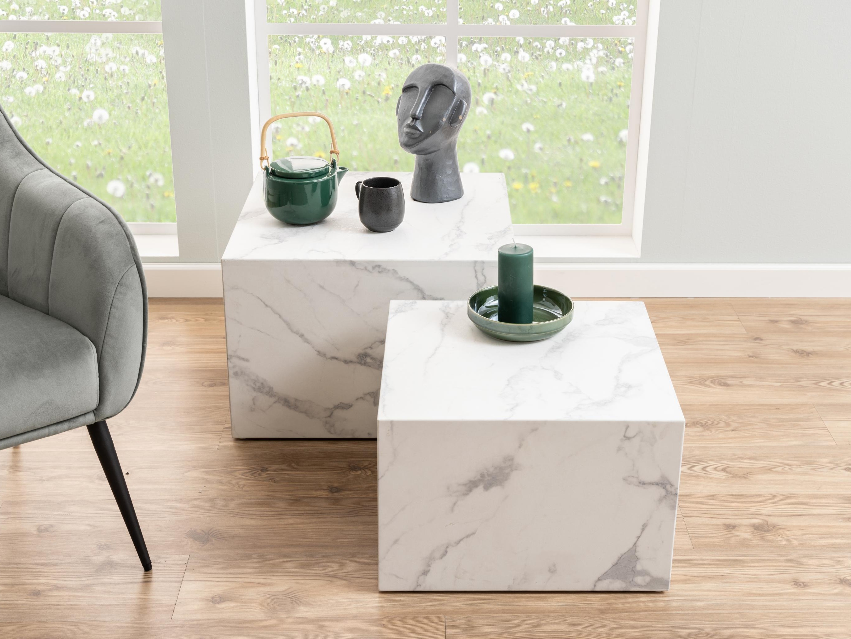 Set de măsuțe de cafea Norsica 603 (Marmură albă)