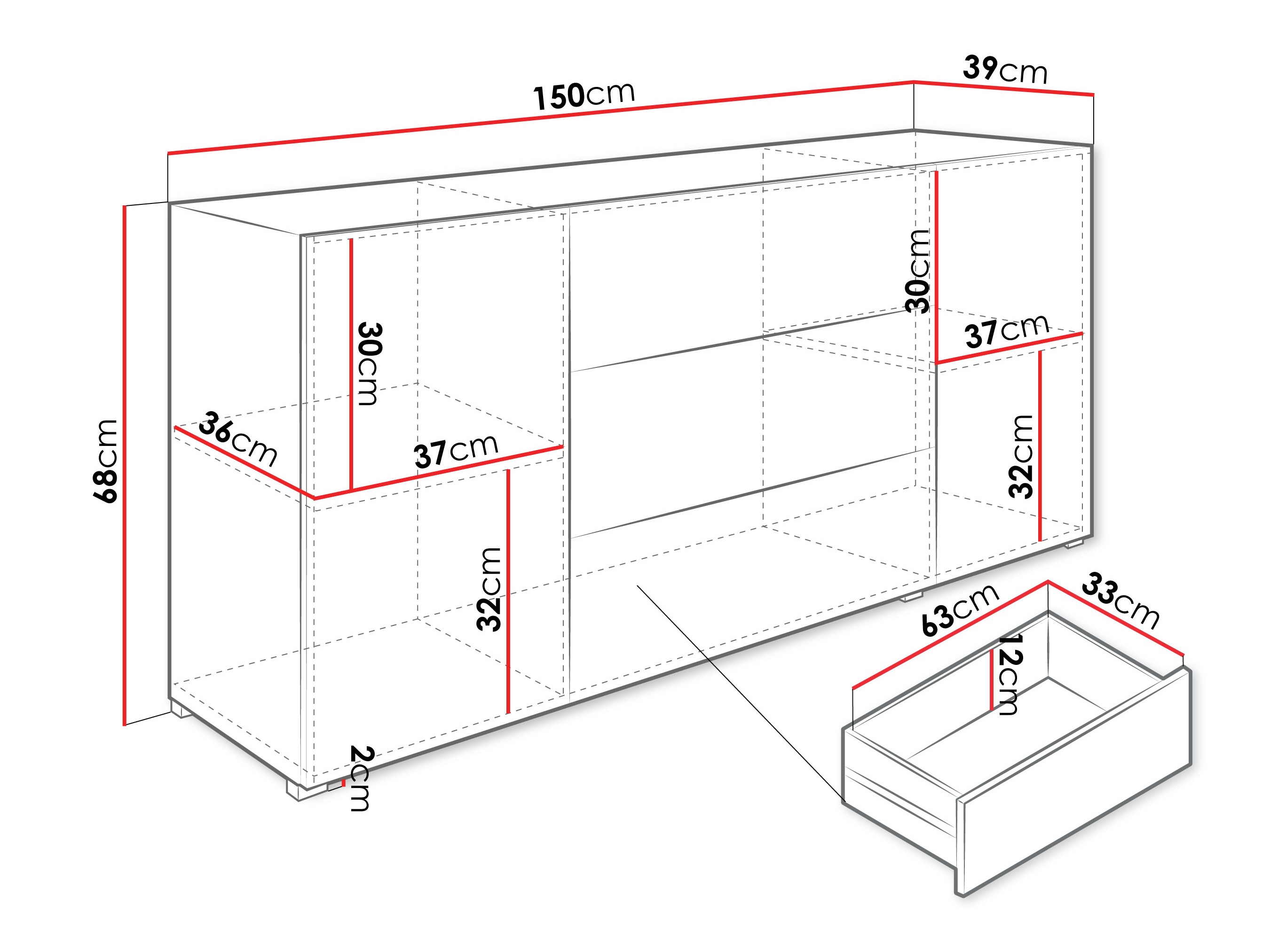 Comodă Sarasota 191 (Stejar Wotan + Grafit)