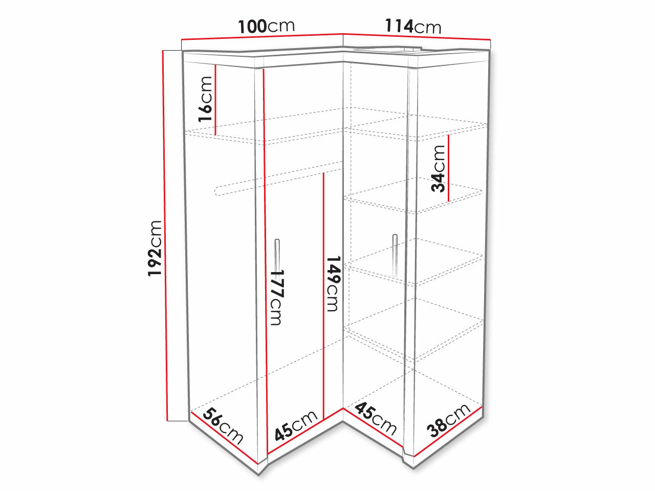 Dulap de colț Lorelie 119 (Trufa stejar)