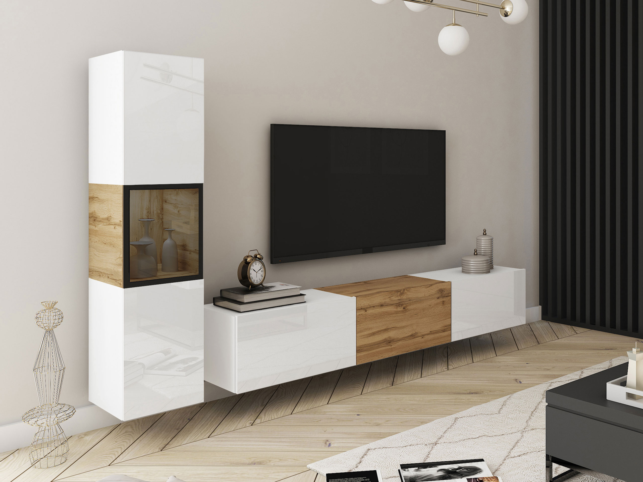 Set de living Sarasota 192 (Alb + Stejar Wotan)