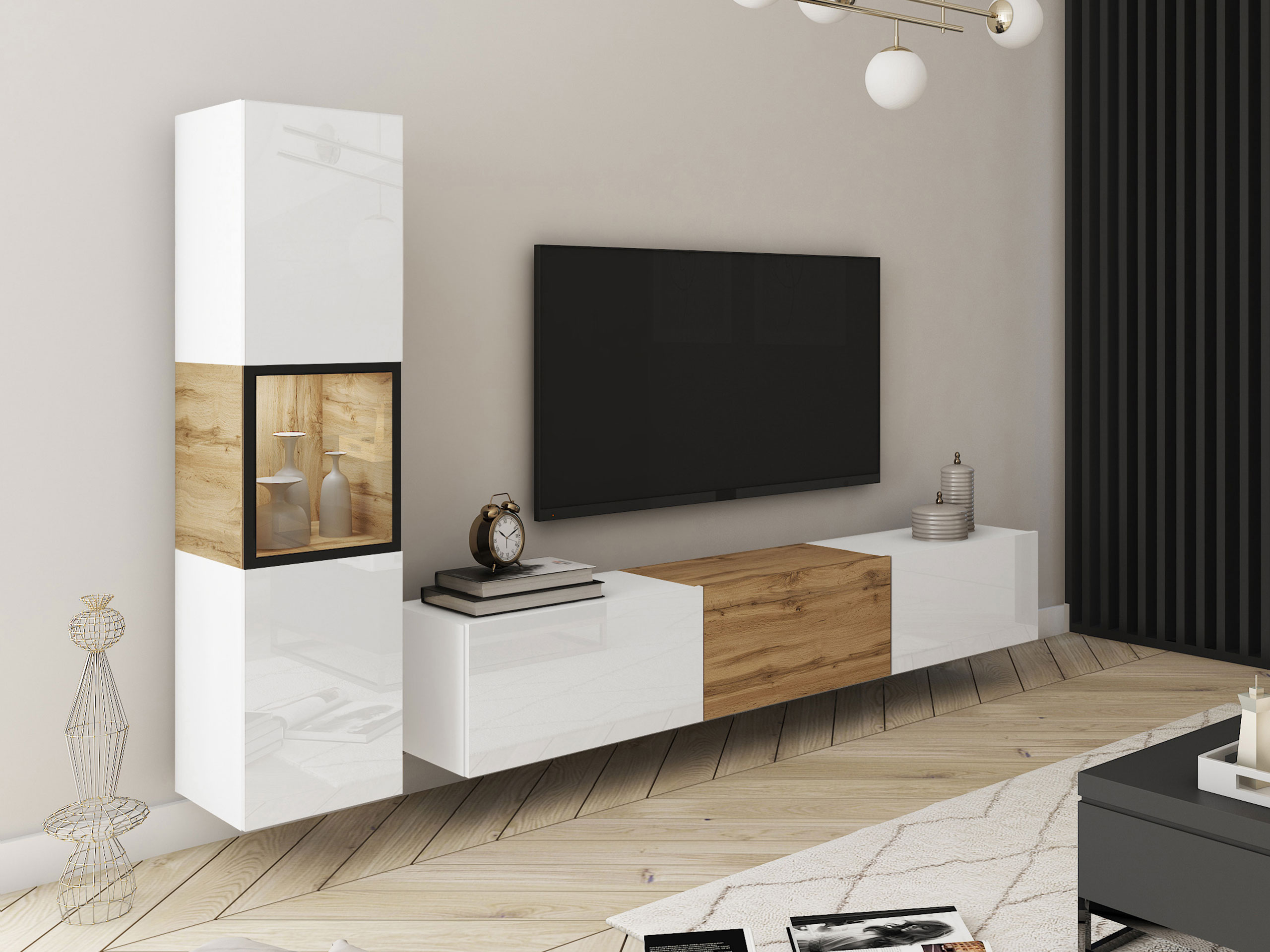 Set de living Sarasota 192 (Alb + Stejar Wotan)